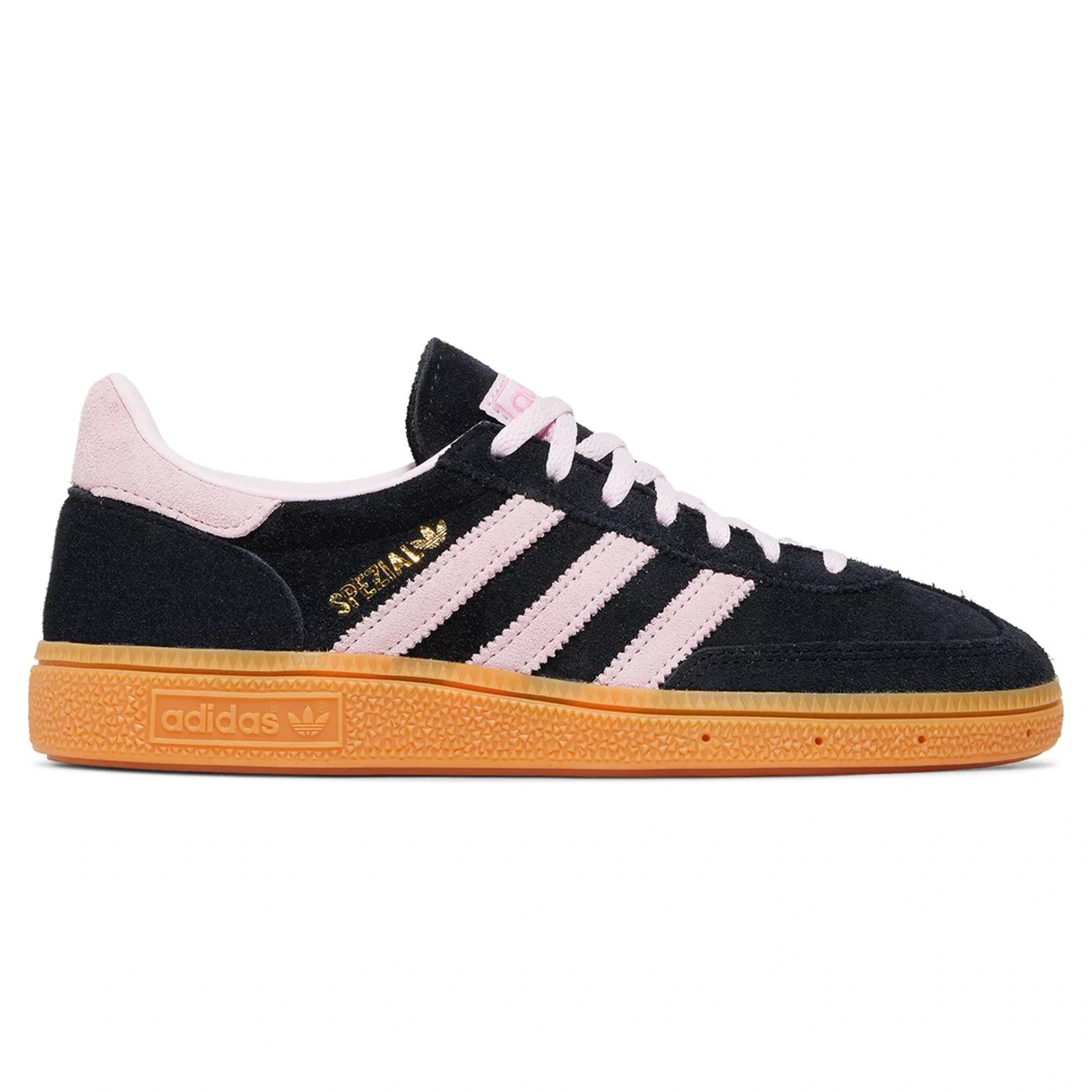 Adidas Handball Spezial Women's Sneakers - Black & Clear Pink Gum Sole - Retro Style Sports Shoes for Casual Wear, Street Fashion & Gym Training
