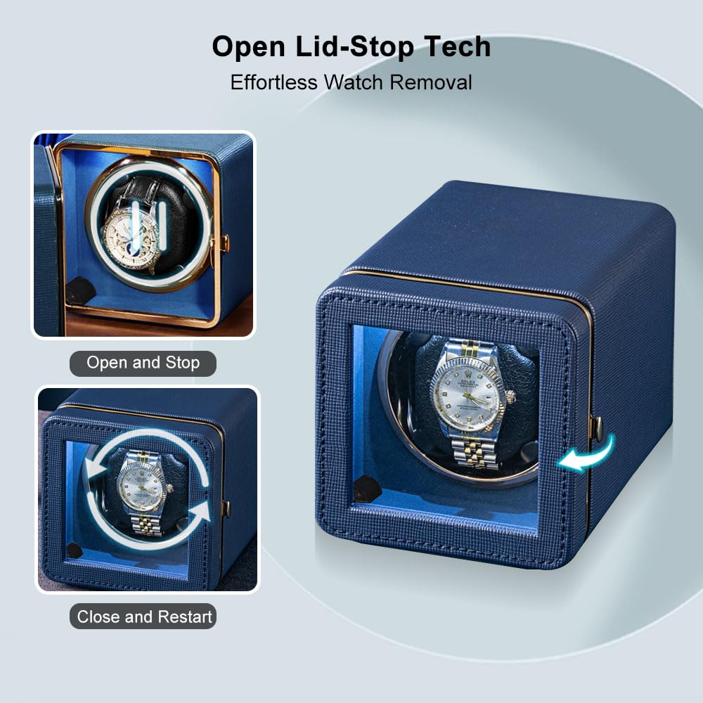 Quiet Automatic Watch Winder for Rolex - 4 Modes, USB-C - Perfect for Nightstand & Travel