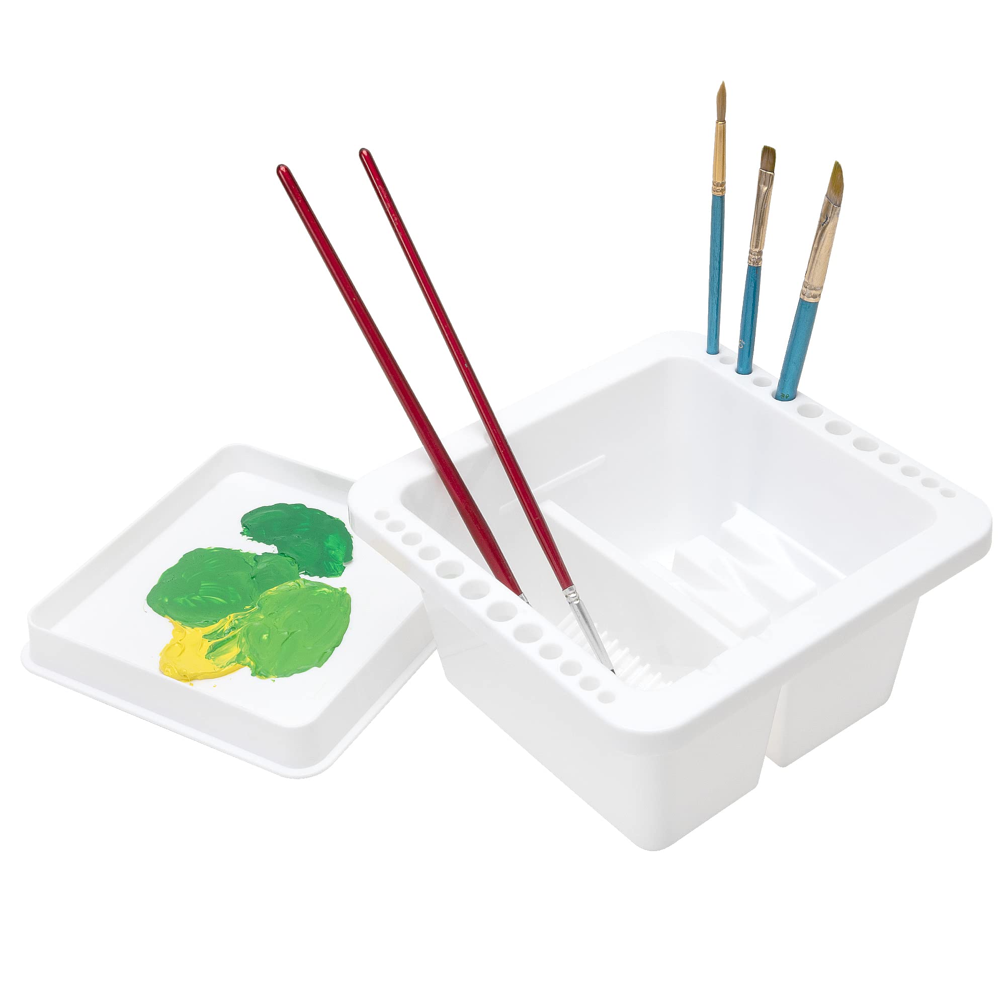 MyLifeUNIT Paint Brush Cleaner & Holder - Organizer for Acrylic, Watercolor & Water-Based Paints (White) - Perfect for Artists, Hobbyists & DIY Painting Projects