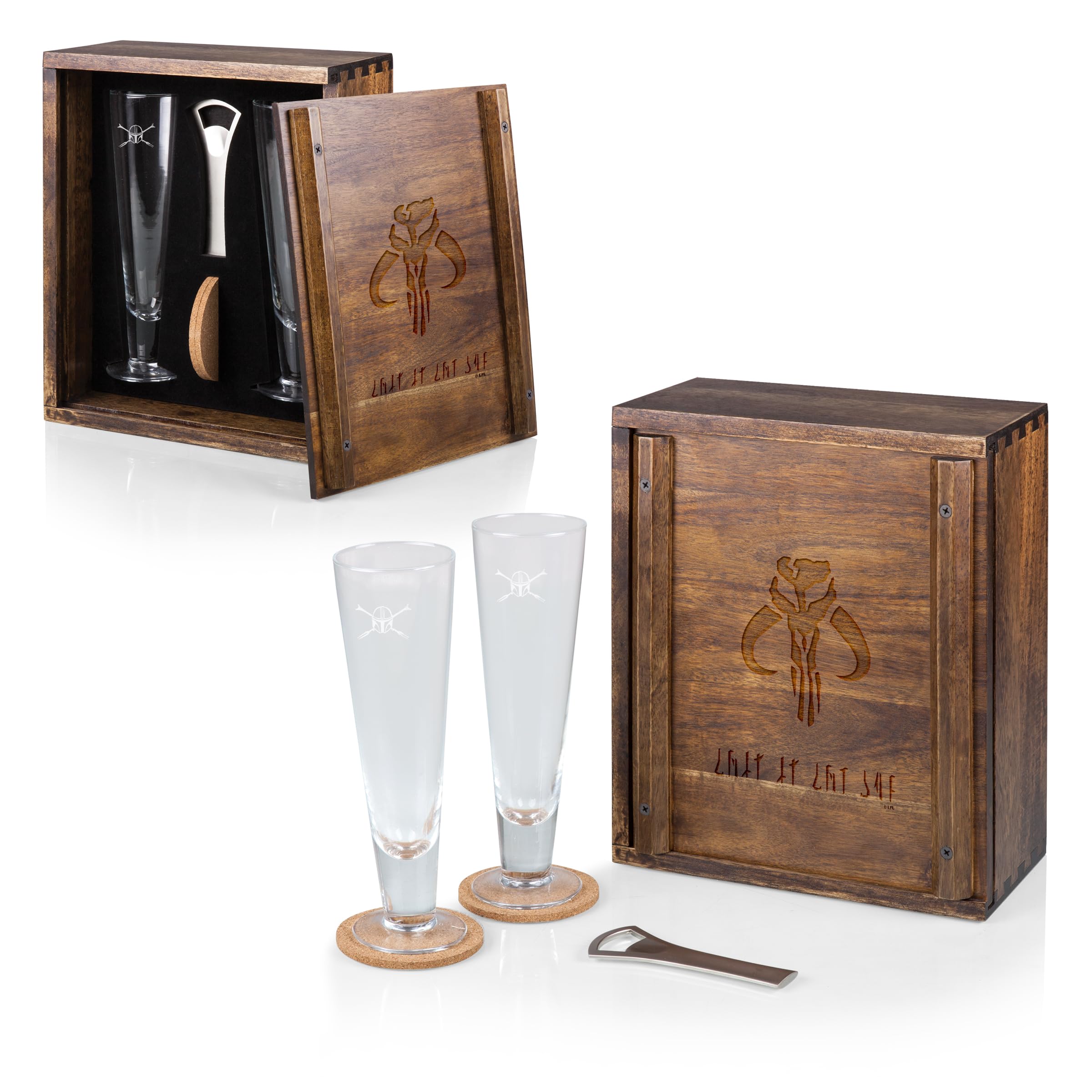 Star Wars Mandalorian Mythosaur Skull Drinking Glasses Gift Set - Acacia Wood Tumbler Cups for Star Wars Fans - Perfect for Movie Nights, Themed Parties & Collectors Gifts