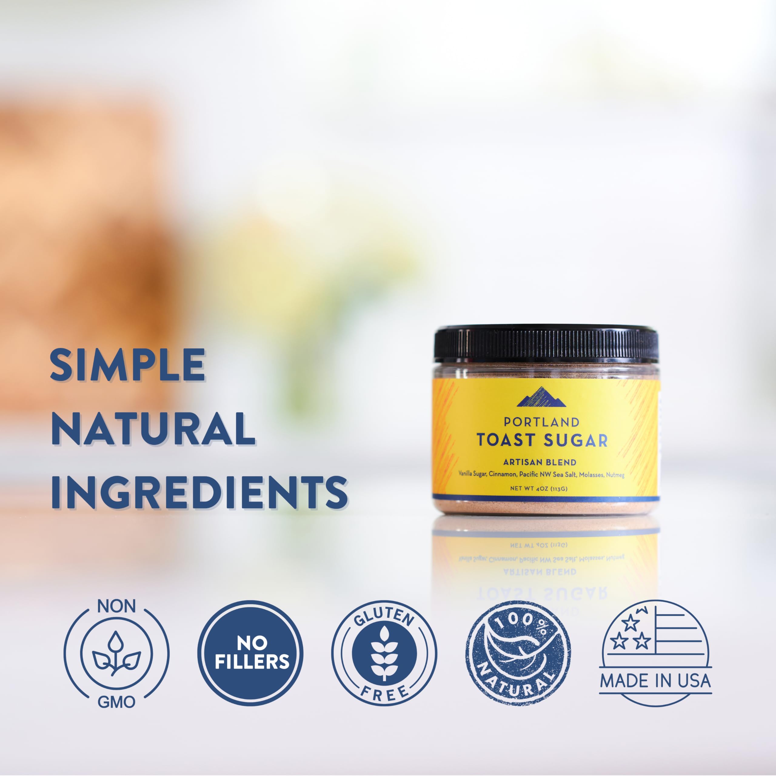 Portland Salt Co. Vanilla Sugar, Cinnamon & Sea Salt Spice Blend - All-Purpose Seasoning for Toast, Breakfast, Desserts - Non-GMO, 4 Oz (Pack of 1) - Perfect for Baking, Coffee Topping & Gourmet Cooking