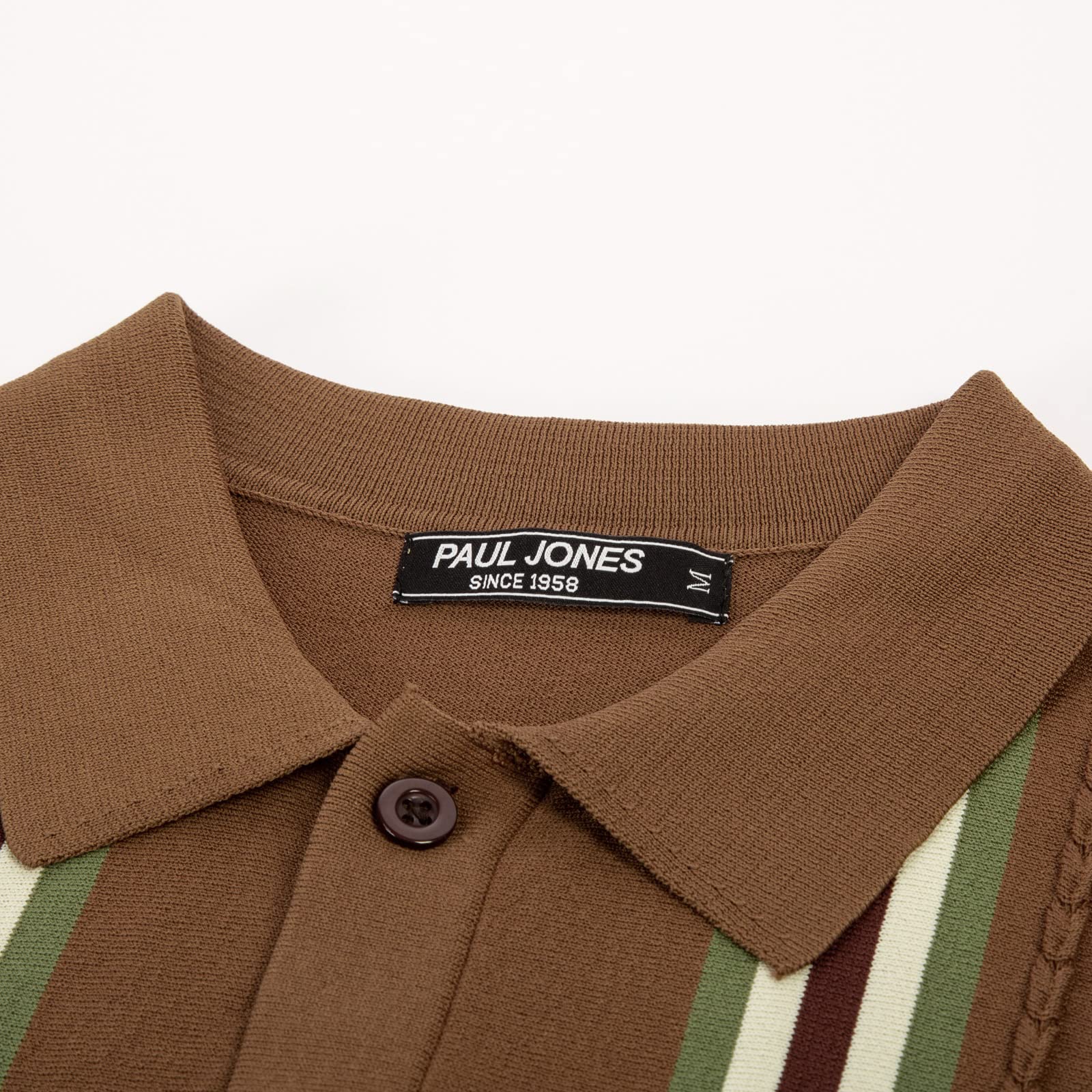 Vintage Striped Men's Polo Shirt - PJ PAUL JONES Button Down Knitted Golf Shirt for Casual Wear & Sports Activities