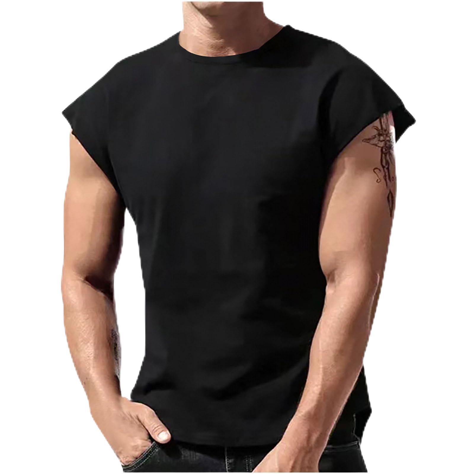 Wodceeke Men's Summer Tank Tops - Breathable Sleeveless Gym Shirts for Workout, Beach & Casual Wear - Solid Color Athletic Undershirts for Dads & Guys - Perfect for Running, Yoga & Outdoor Activities