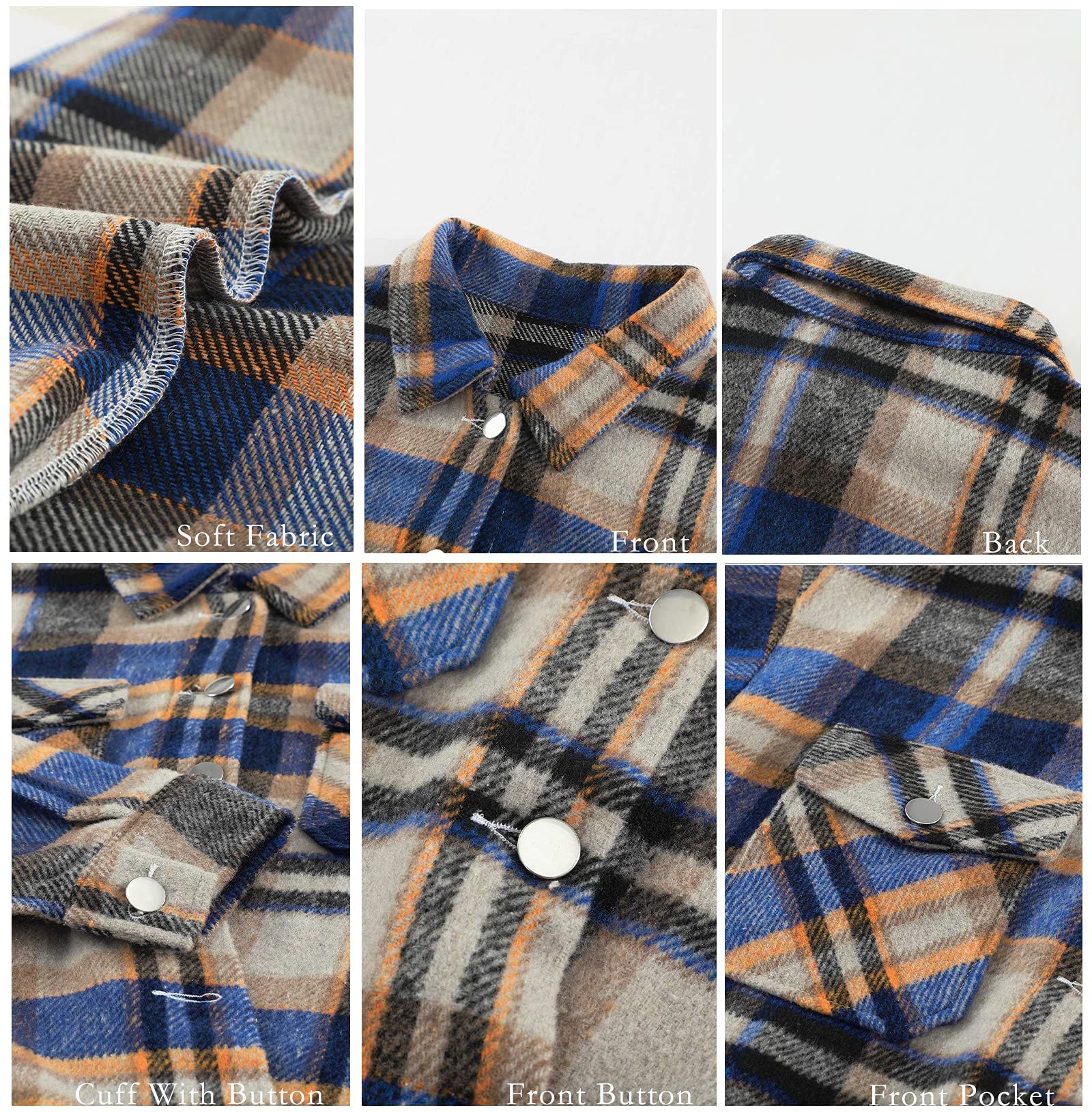 BTFBM Women's Plaid Jacket - Long Sleeve Button Down Flannel Shacket Shirt for Casual Wear, Loose Fit Spring & Fall Tops 2025 | Perfect for Outdoor Activities, Office Wear & Weekend Outfits