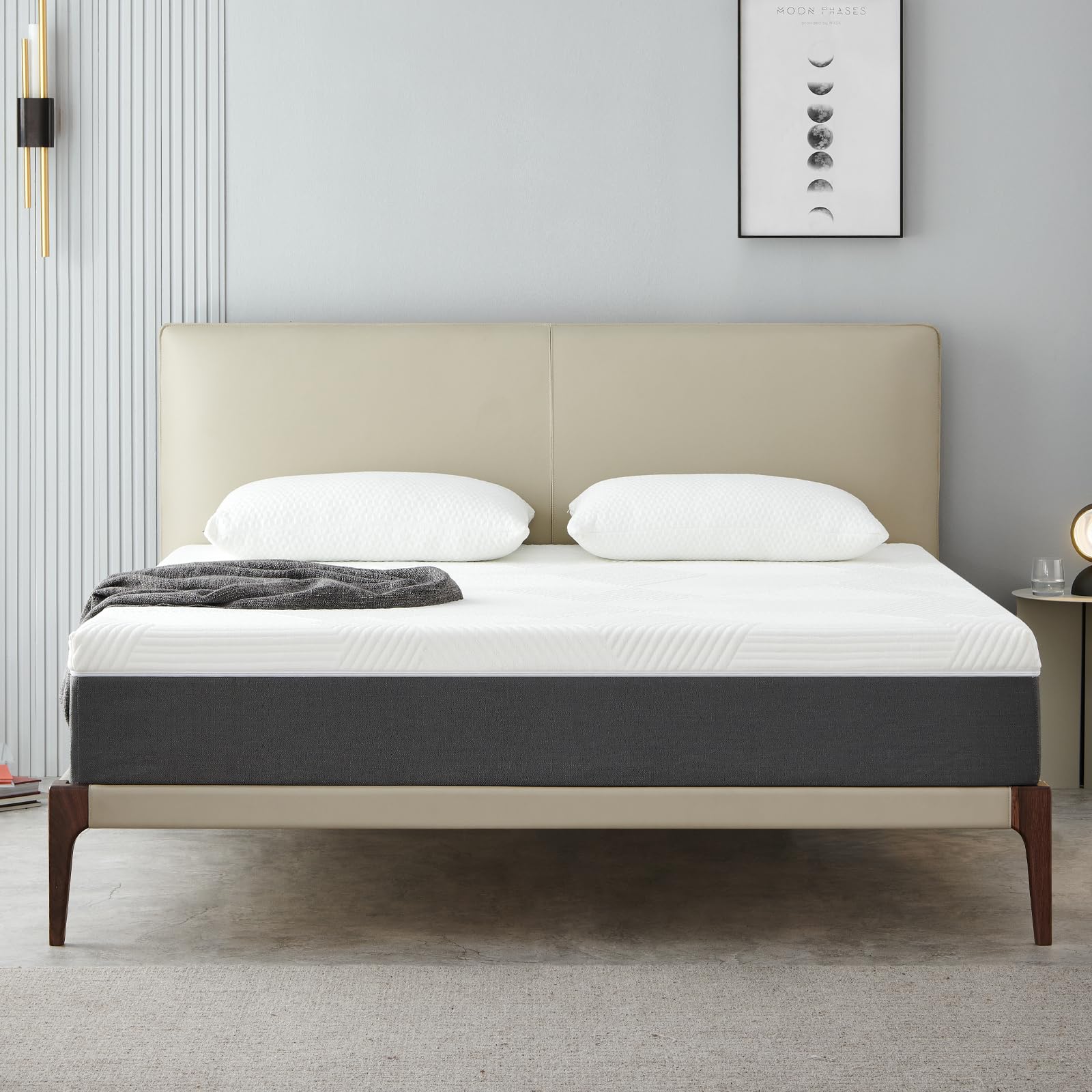 Molblly 12 Inch Memory Foam Mattress - Medium Firm Double Bed Mattress for Back Pain Relief, Breathable Cooling Fabric, Fire Resistant (135x190x20cm) - Perfect for Guest Rooms, Master Bedrooms & Dorm Comfort