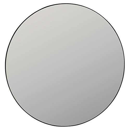 MAKLAINE 30 Inch Black Traditional Glass and Iron Framed Wall Mirror - Perfect for Bedroom, Living Room, Entryway, and Bathroom Decor