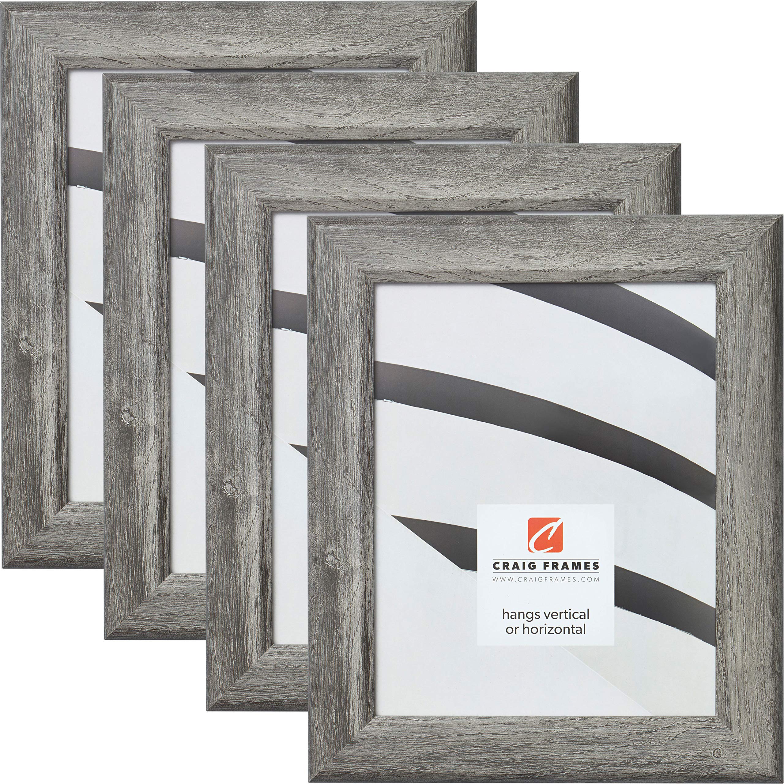 Craig Frames 220030 8x12 Inch Grey Barnwood Picture Frame Set of 4 - Perfect for Wall Decor, Photo Displays & Home Office Decorations