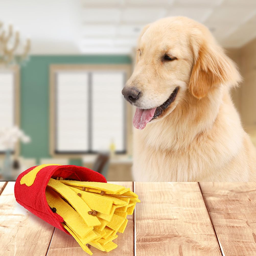 Interactive Dog Puzzle Toy - French Fries Shape Snuffle Mat for Slow Feeding & Chewing | Pet Training & Mental Stimulation for Small & Large Dogs | Perfect for Boredom Relief & Anxiety Reduction