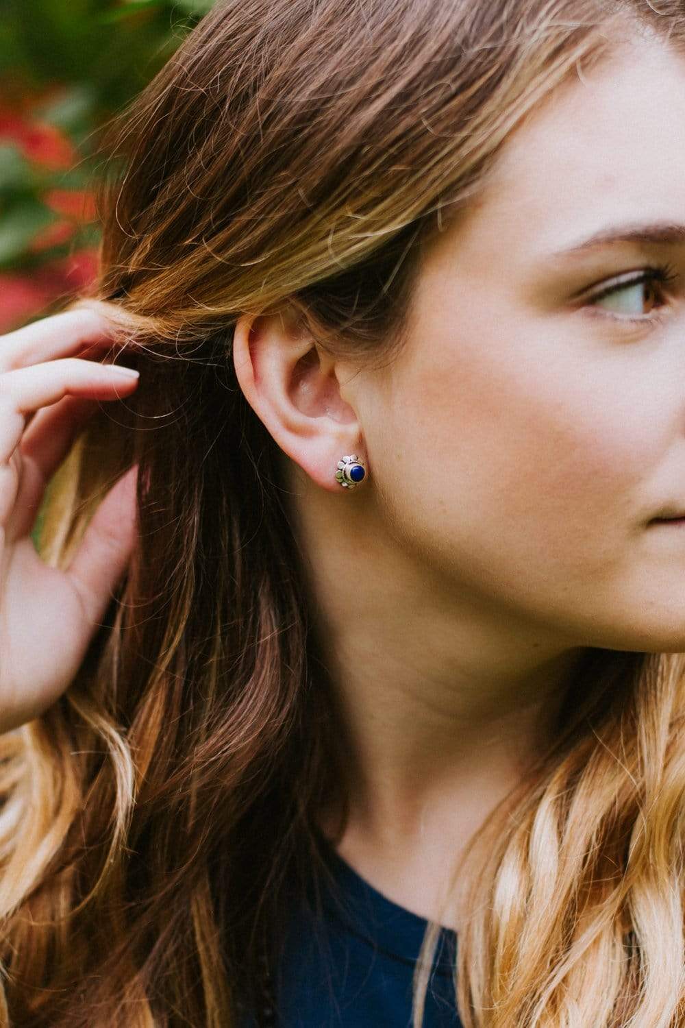 Healing Lapis Lazuli Stud Earrings - Natural Gemstone Jewelry for Women, Hypoallergenic & Stylish - Perfect for Everyday Wear, Gifts & Spiritual Healing