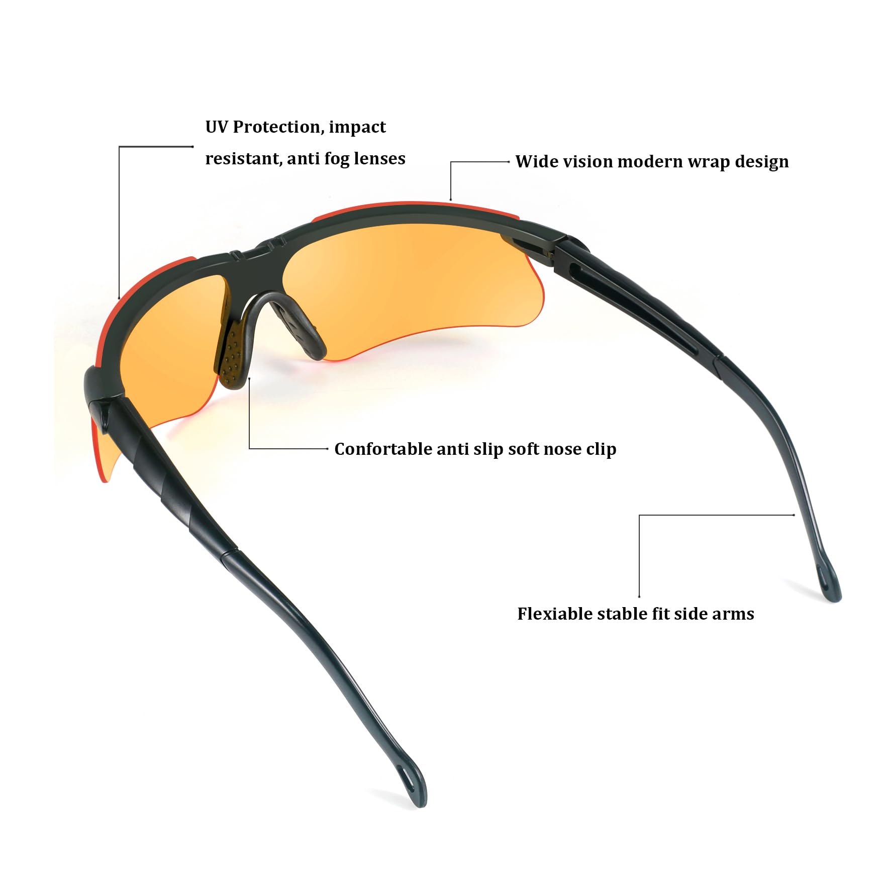 Anti-Fog Shooting Safety Glasses - Tactical Ballistic Eye Protection for Men & Women - Perfect for Hunting, Gun Range & Outdoor Sports