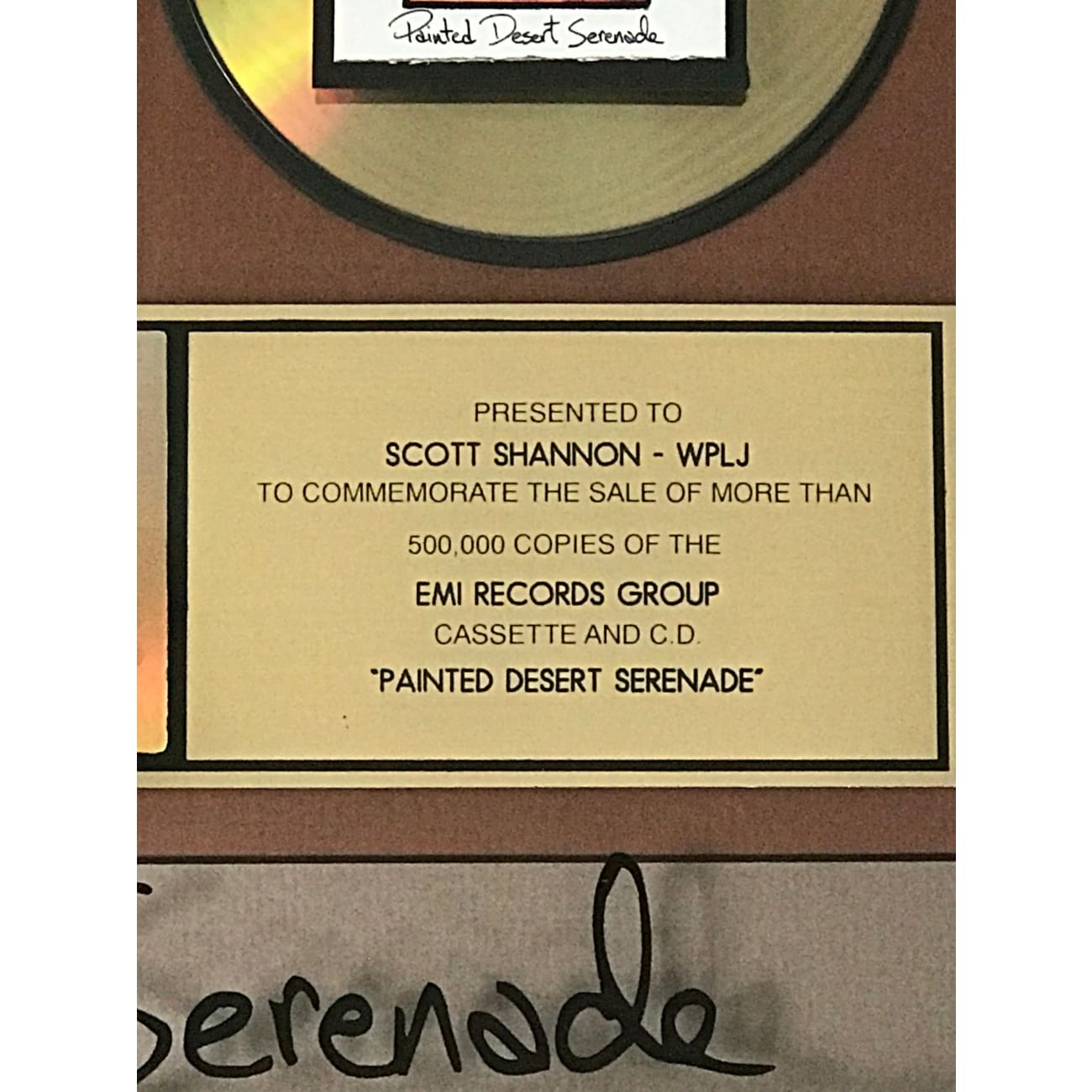 Joshua Kadison Painted Desert Serenade RIAA Certified Gold Album Award - Perfect for Music Collectors & Vintage Vinyl Enthusiasts