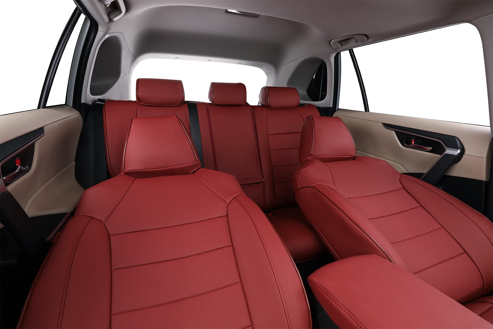 Premium Leather Car Seat Covers for Toyota Corolla 2020-2025 Models (SE, Nightshade, SE Apex, XSE, FX) - Custom Fit Full Set in Burgundy | Perfect for Daily Commute, Road Trips & Car Interior Protection