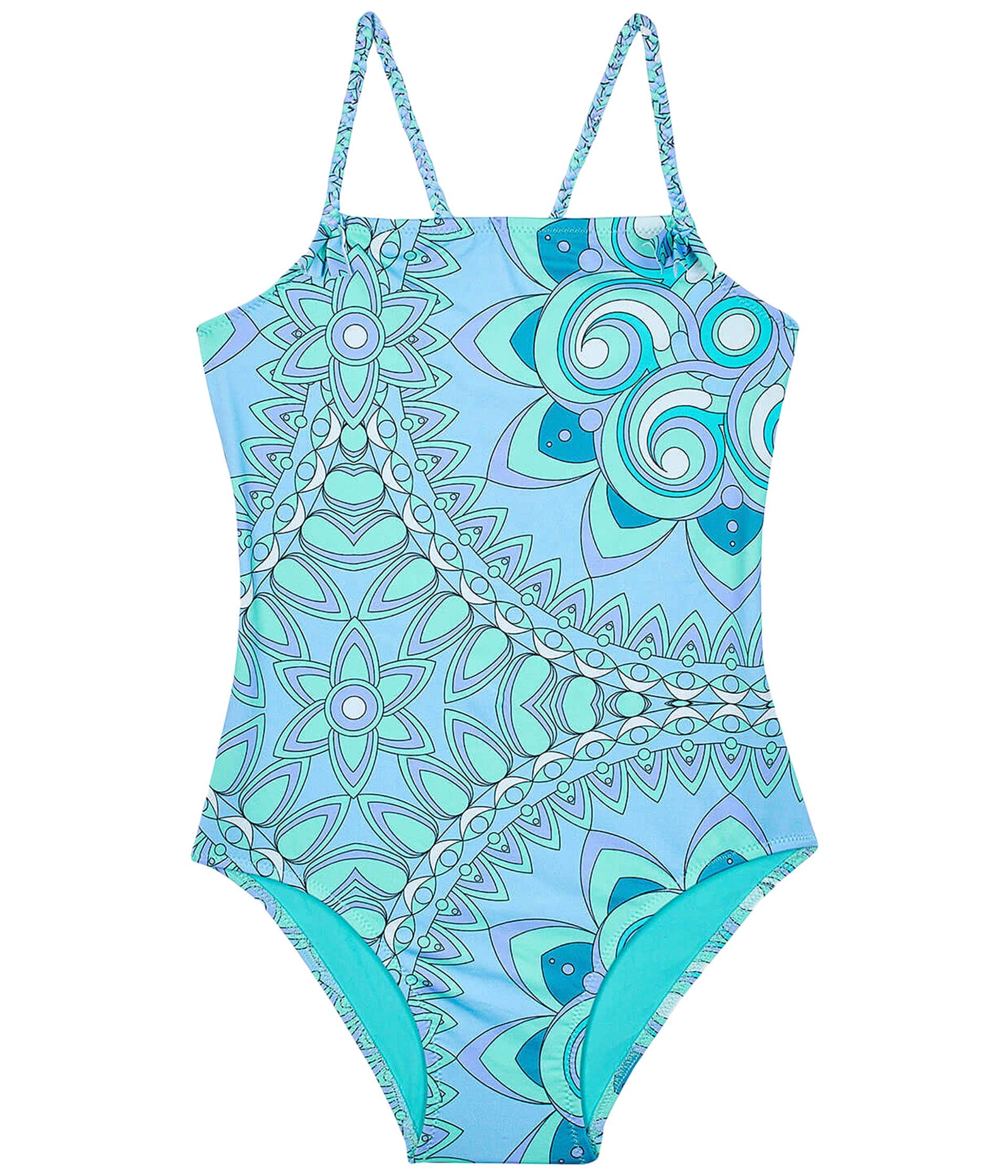 Vilebrequin Girls' Mandala Print One-Piece Swimsuit for Toddler & Kids - UV Protection, Quick Dry Swimwear for Beach, Pool & Summer Vacations
