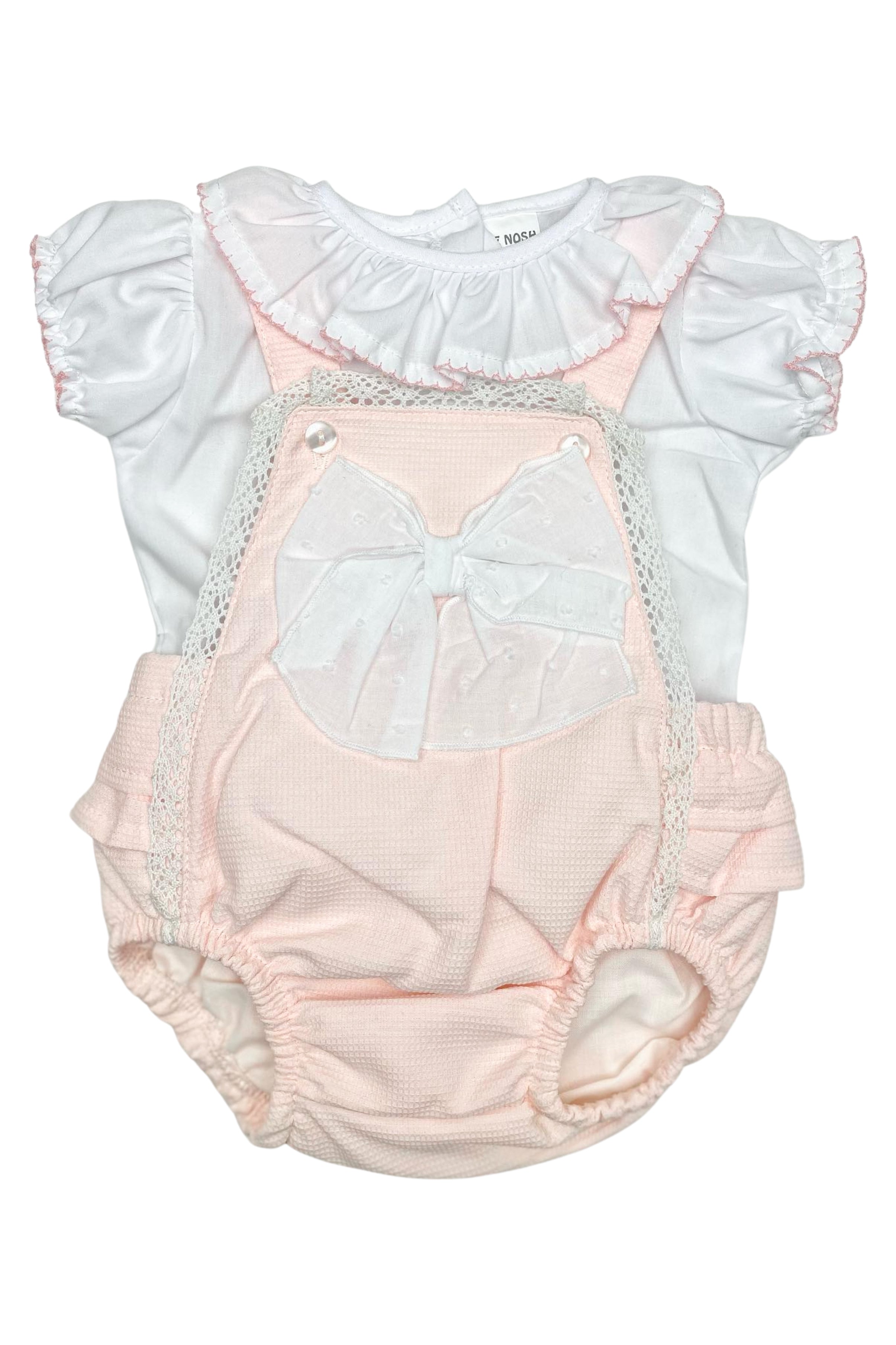 Maisie Pink Dungaree Romper Set for Baby Girls | Cute & Comfortable Outfit | Perfect for Playdates, Photoshoots & Special Occasions