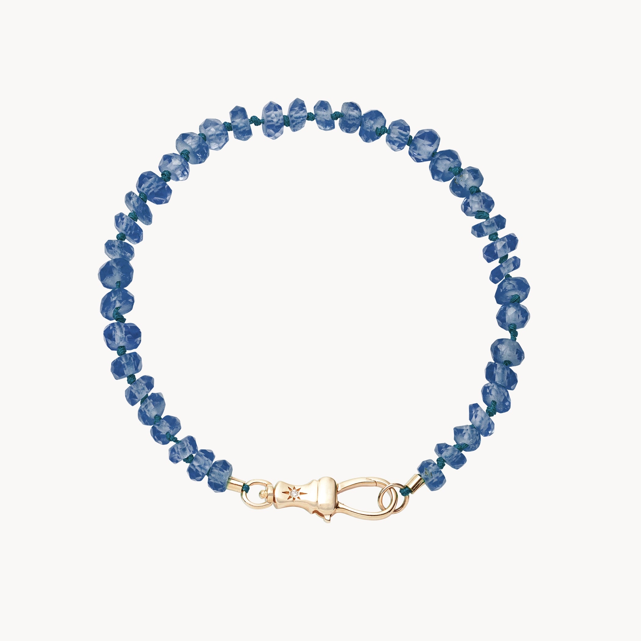 10K Yellow Gold Kyanite Beaded Mood Bracelet with Natural Kyanite & Brilliant Diamonds - Perfect for Stress Relief, Meditation & Spiritual Healing