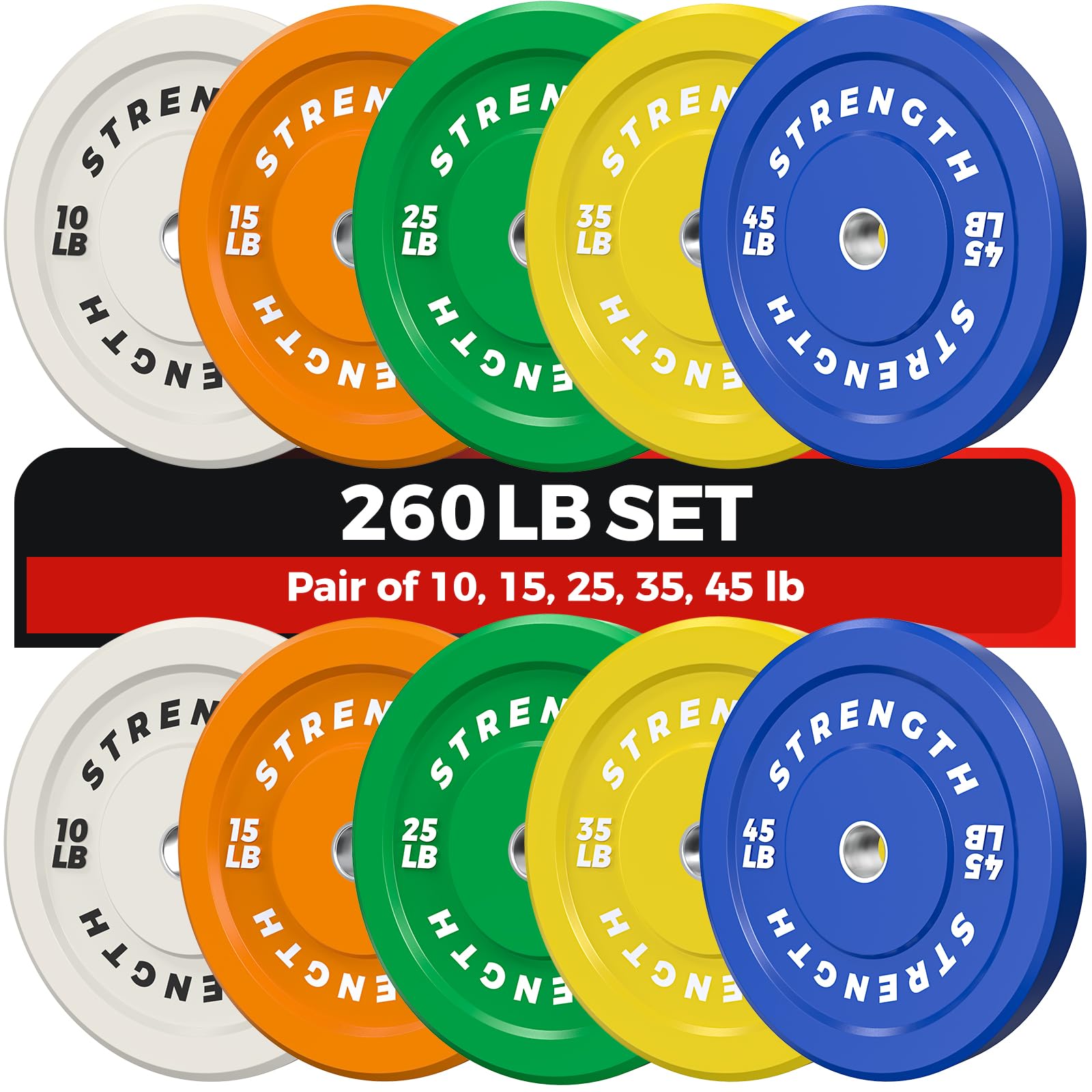 Premium Color-Coded Rubber Bumper Plates Set - 2 Inch Olympic Weight Plates for Home Gym, CrossFit & Strength Training - Perfect for Deadlifts, Squats & Functional Fitness Workouts