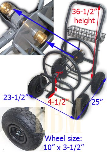 Portable Mobile Garden Hose Reel Cart with Wheels - 225 ft. x 5/8 inch Heavy Duty Retractable Hose Reel for Lawn, Yard, and Outdoor Watering - Easy Storage & Transport