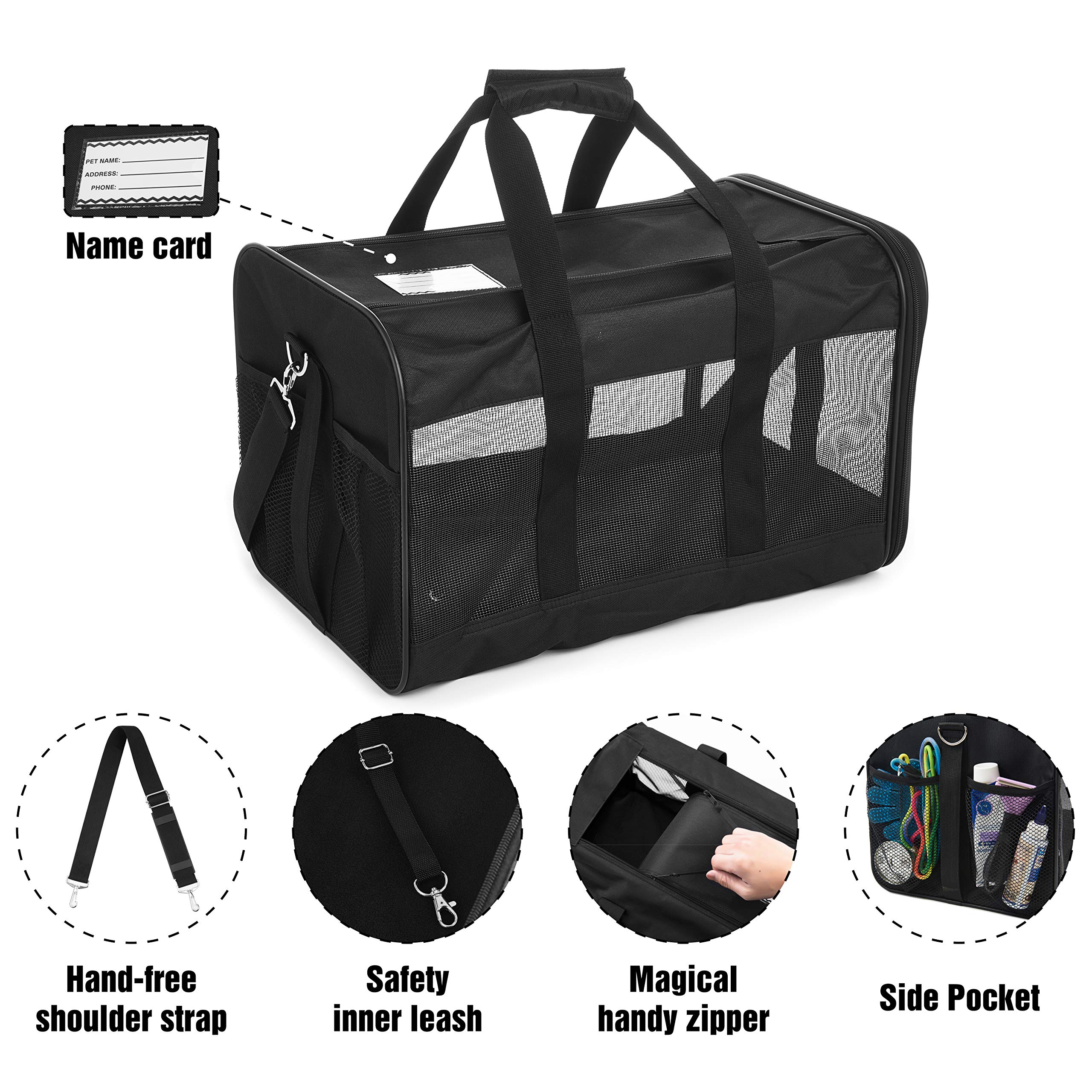 Soft-Sided Collapsible Pet Travel Carrier for Cats & Small Dogs - Airline Approved, Durable & Portable (Medium, Up to 17 lbs) - Perfect for Air Travel, Road Trips & Vet Visits