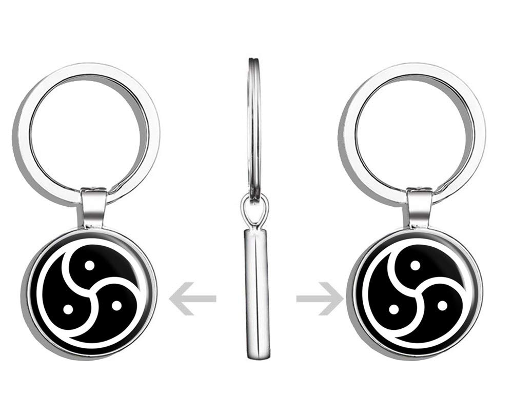 BDSM Emblem Stainless Steel Keychain - Double Sided Metal Key Ring for Adults - Perfect for BDSM Lovers, Fetish Accessories & Lifestyle Enthusiasts
