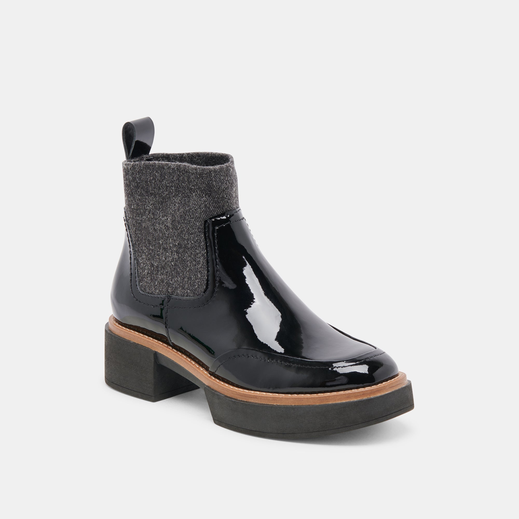 SALINE H2O BOOTIES - Waterproof Mid Calf Boots for Women, Midnight Black Crinkle Patent Leather Rain Boots - Perfect for Rainy Days, Outdoor Activities & Fashion Style