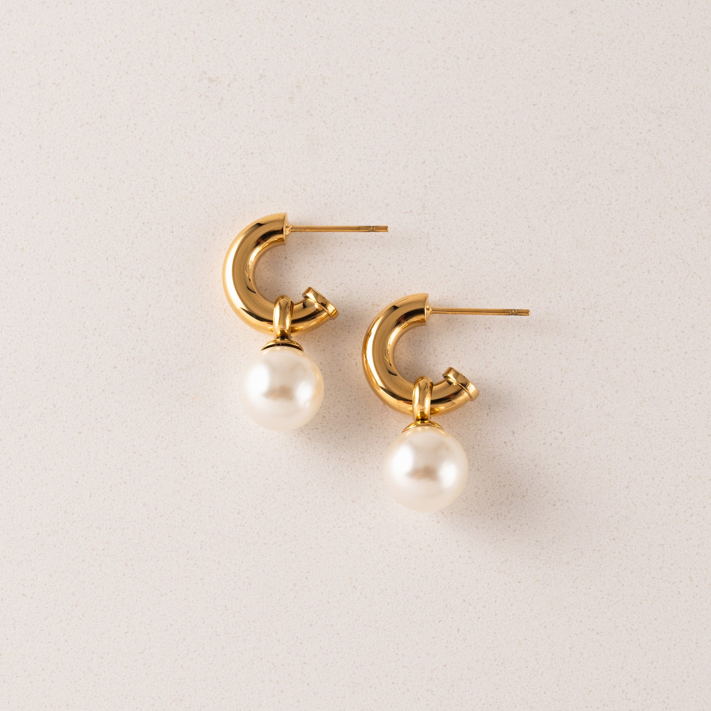 Solstice Pearl Drop Hoop Earrings for Women - 14K Gold Plated Dangle Earrings with Freshwater Pearls - Elegant Jewelry for Parties, Weddings & Special Occasions