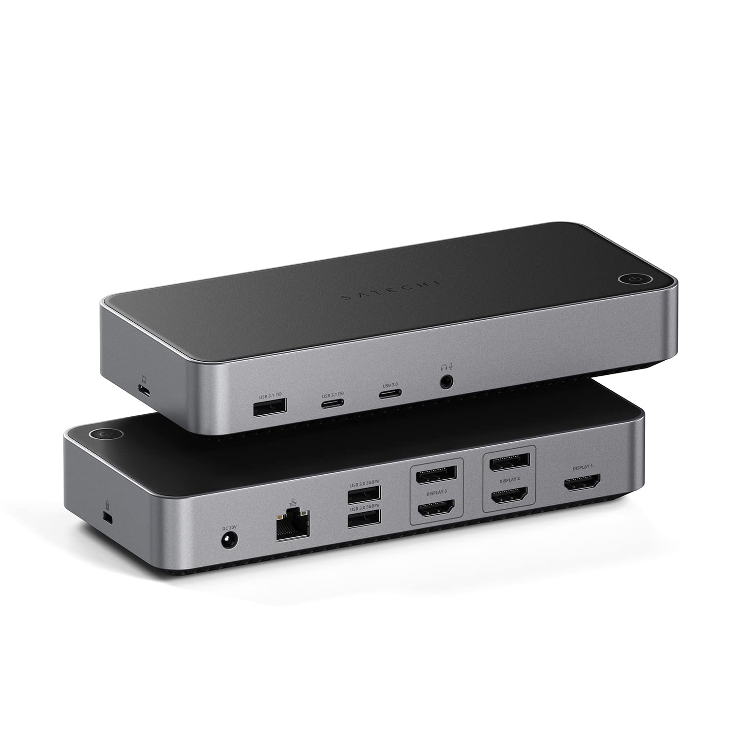 Satechi 14-in-1 USB C Triple 4K Docking Station with 100W PD, 2 DisplayPort, 3 HDMI, 4 USB C Ports, USB-A, Gigabit Ethernet & Audio Jack - Compatible with MacBook & Windows Laptops - Perfect for Home Office, Gaming & Multi-Monitor Setup