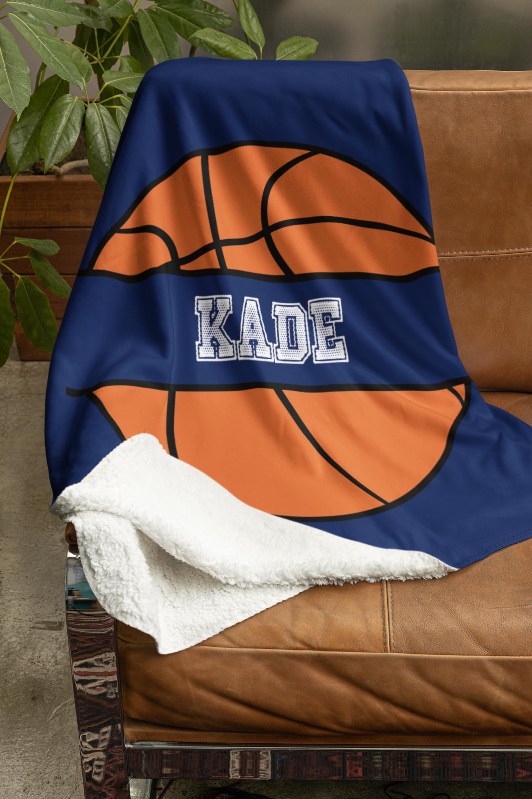 Custom Basketball Fleece & Sherpa Throw Blanket for Kids - Personalized Youth Basketball Blanket for Boys & Girls, Toddler Indoor/Outdoor Use - Perfect for Mini Hoop Fans, Game Day, Bedroom Decor & Cozy Gift