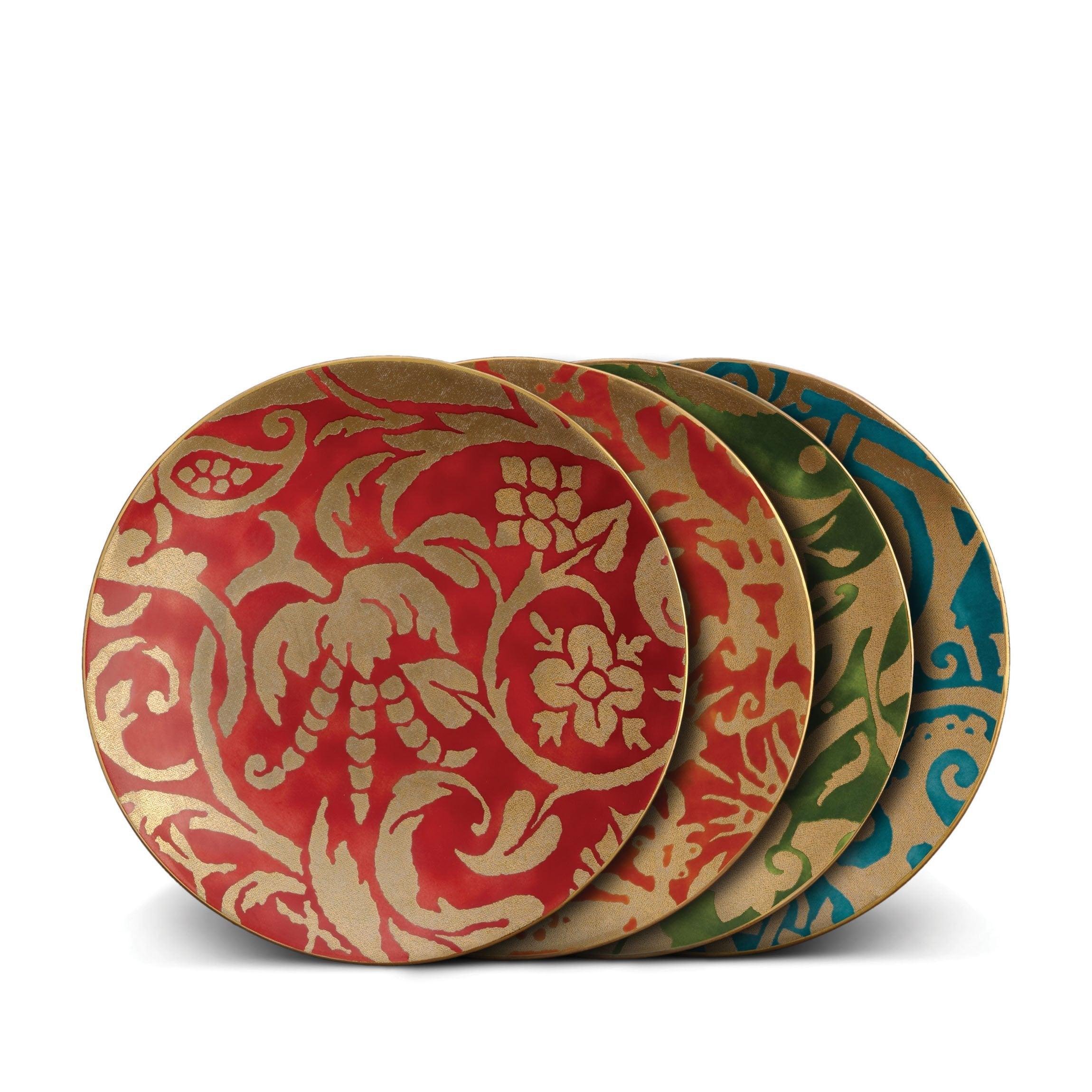 Fortuny Assorted Dessert Plates Set of 4 - Elegant Porcelain Appetizer Dishes for Dinner Parties, Tea Time & Home Decor