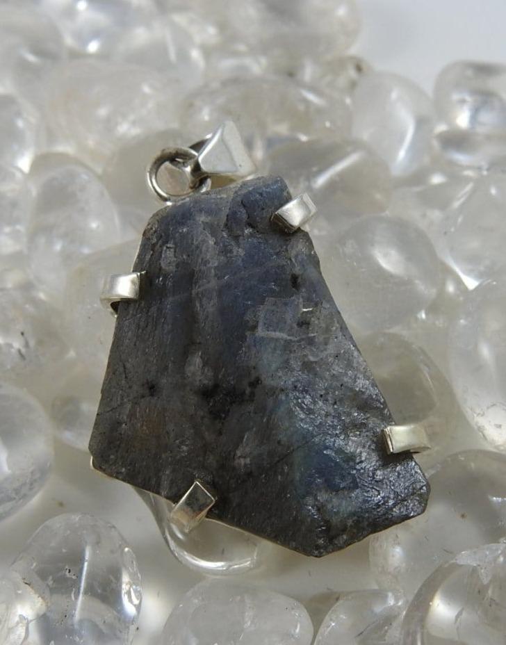 Natural Raw Labradorite Sterling Silver Pendant Necklace - Healing Crystal Jewelry for Meditation, Energy Work & Spiritual Protection
