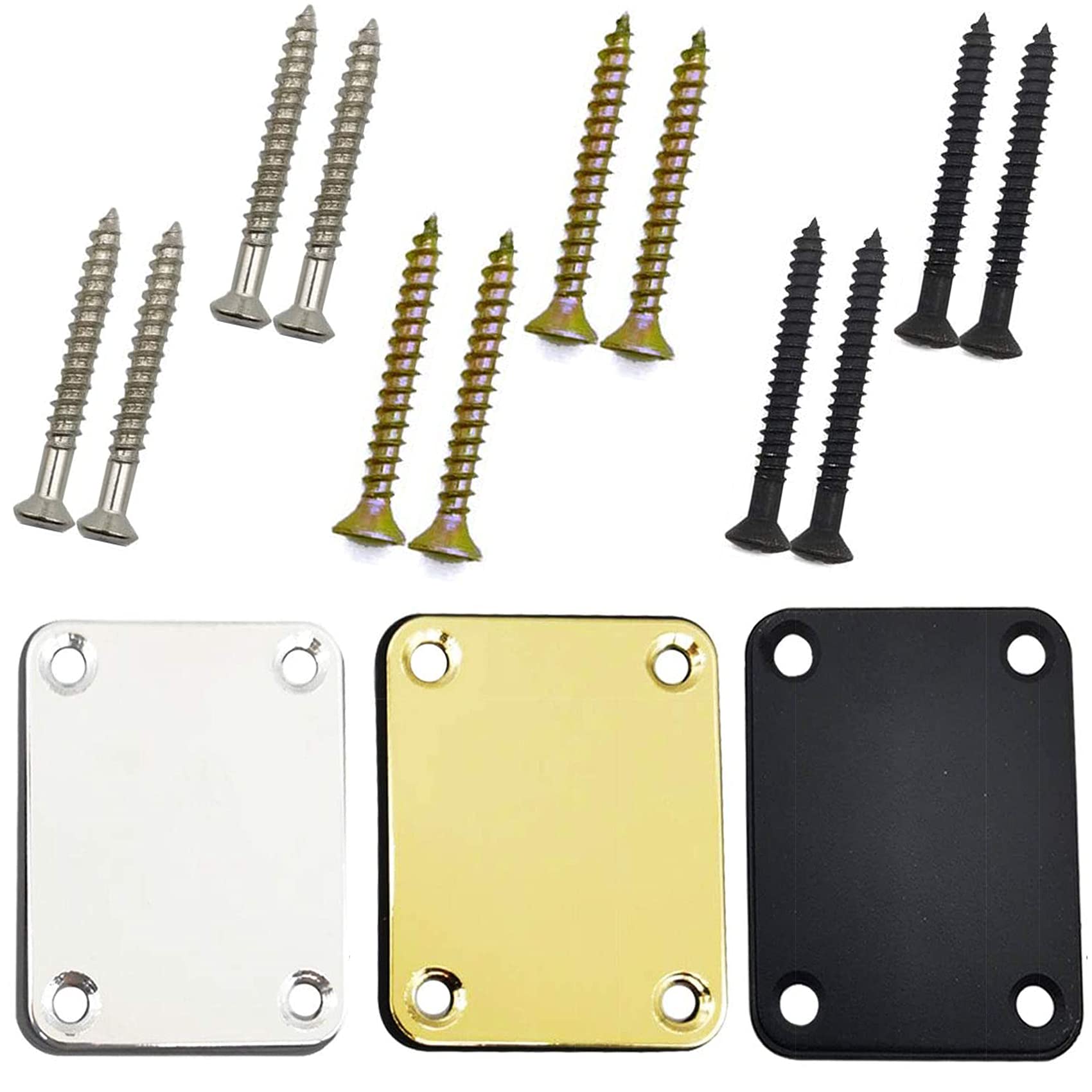 TIHOOD 3-Piece Electric Guitar Neck Plate with Screws - Replacement Guitar Neck Plate for Fender, Gibson & More | Perfect for Guitar Repair & Maintenance