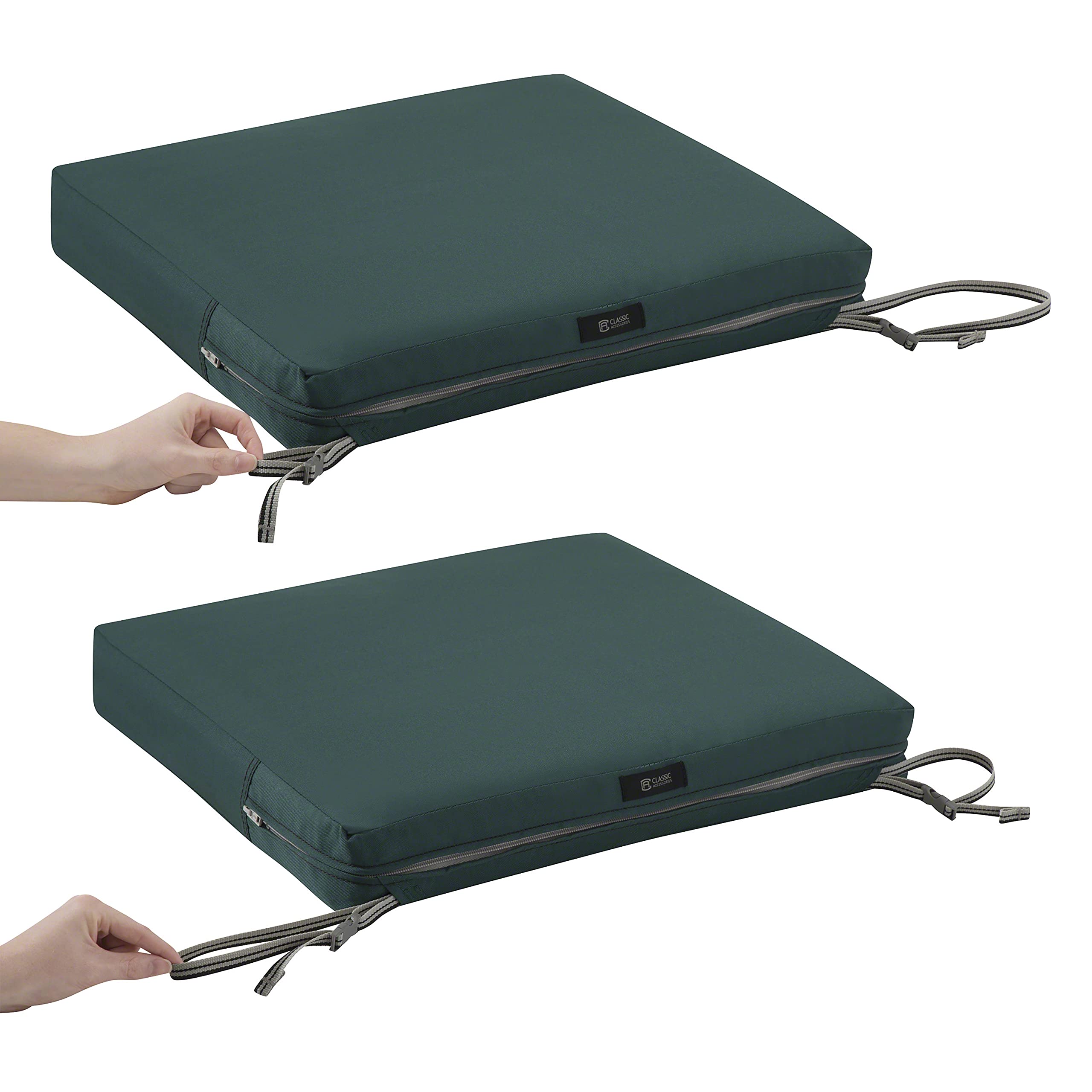 Classic Accessories Ravenna Water-Resistant Patio Chaise Cushion - 80 x 26 x 3 Inch Outdoor Seat Cushion in Mallard Green - Perfect for Poolside Lounging, Deck Chairs & Patio Furniture Comfort