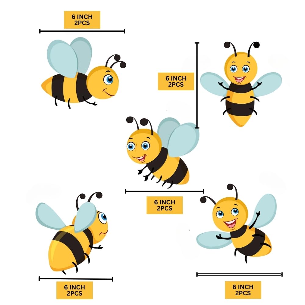 Honey Bee & Bumble Bee Theme Birthday Party Decorations - 12 Piece Cutout Set for Baby Shower, Kids Party, Spring Garden Theme Events