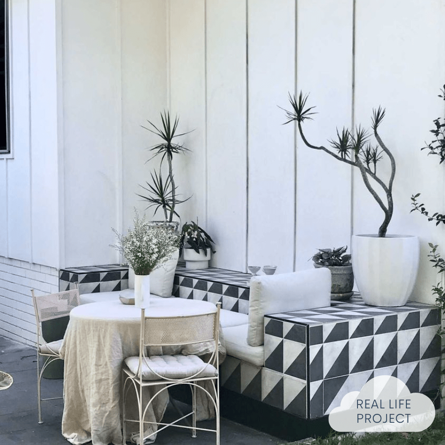 Neds Beach Encaustic Look Square Tile - Premium Porcelain Floor and Wall Tile for Bathroom, Kitchen, and Living Room Decor