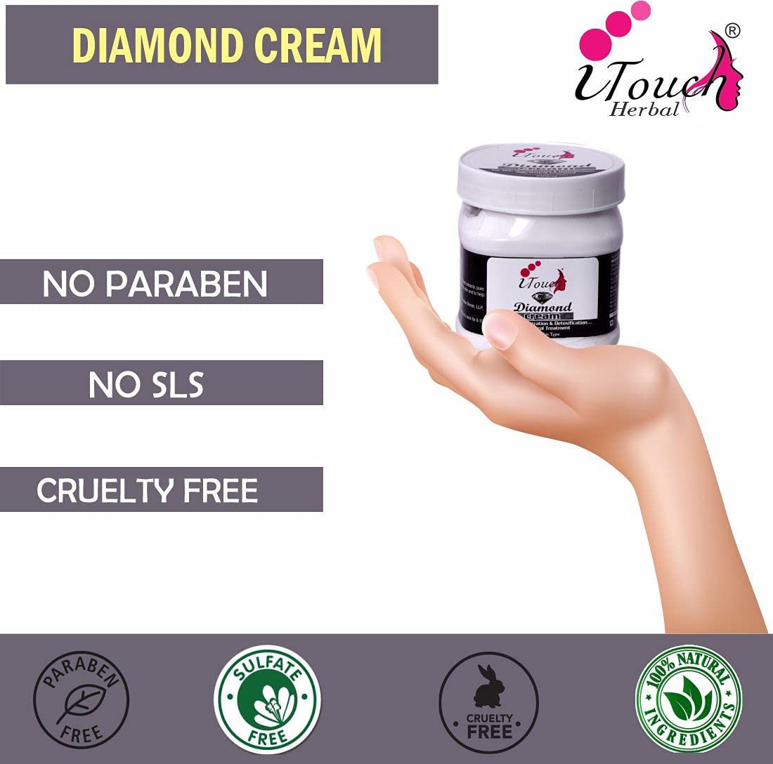 I TOUCH HERBAL Diamond Cream - Moisturizing & Brightening Face & Body Cream for Glowing Skin | Whitening, Softening & Nourishing Formula (500ml) | Perfect for Daily Skincare & Nighttime Hydration