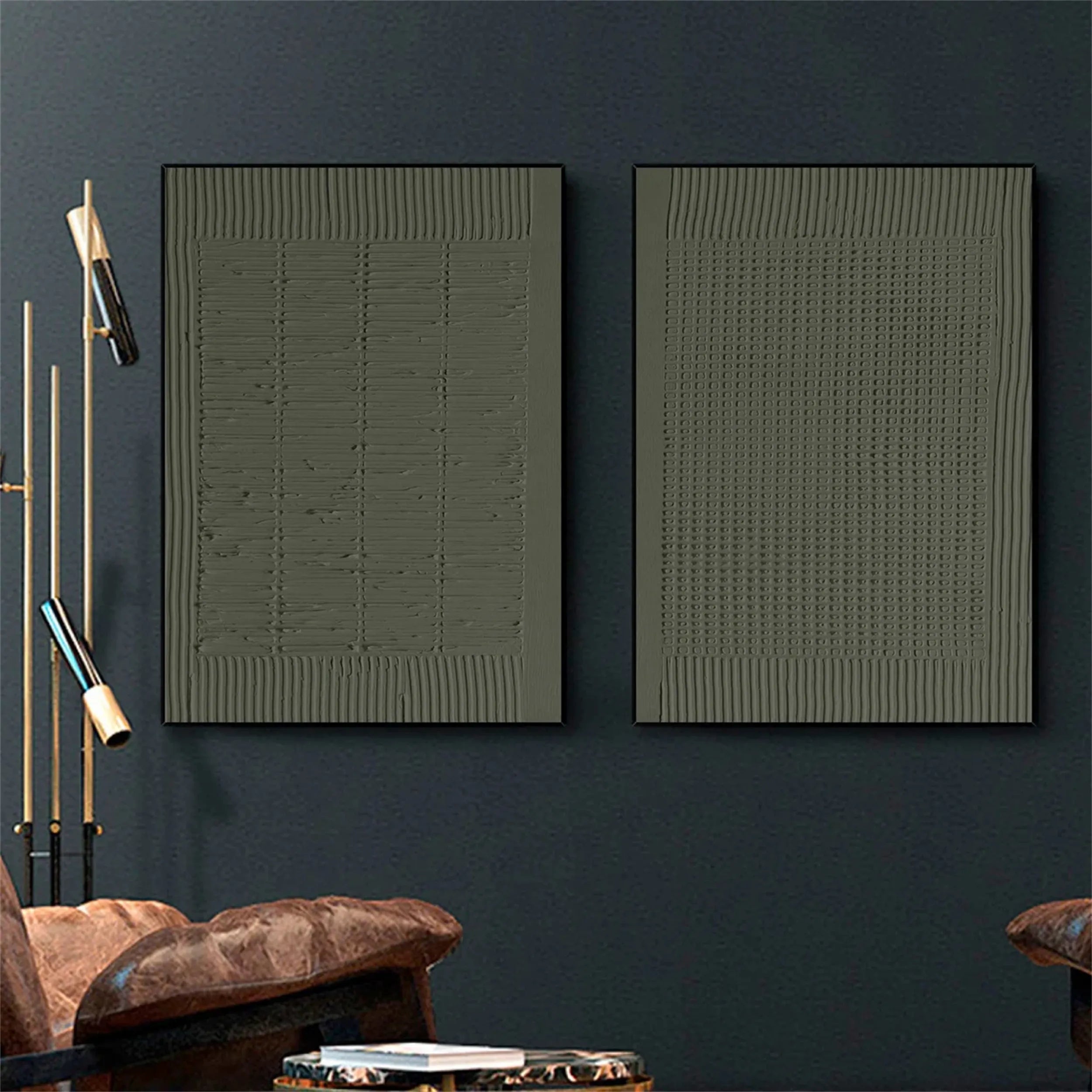 Abstract Blue & Green Wall Art Set of 2 - Modern Canvas Paintings for Living Room, Bedroom & Office Decor #BG028