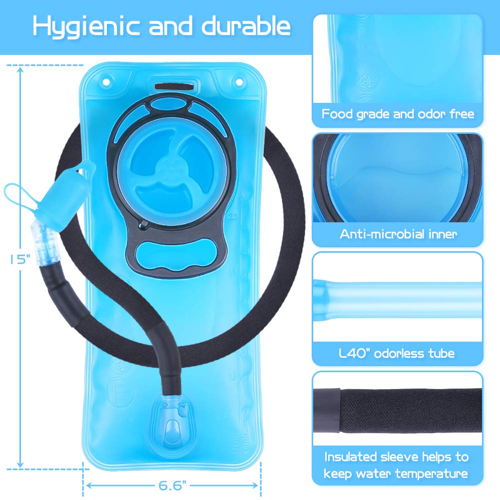 2L BPA Free Hydration Bladder for Hiking Backpack - Military Green Water Storage Bag with Insulated Tube - Perfect for Outdoor Camping, Running, Cycling & Military Use - Durable Replacement for Hydration Packs