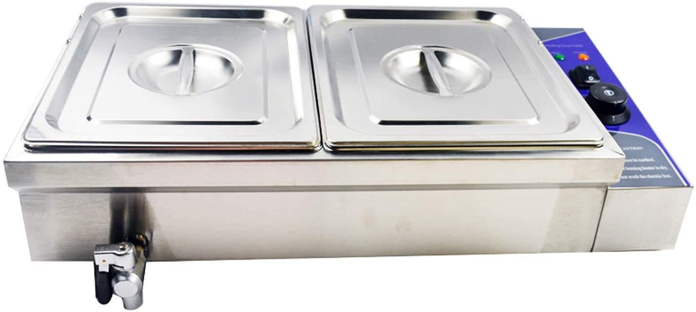 INTSUPERMAI Commercial 2-Pan Countertop Food Warmer | Bain Marie Buffet Heater for Soups, Stews & Catering | 110V Electric Steam Table for Restaurants, Cafeterias & Events