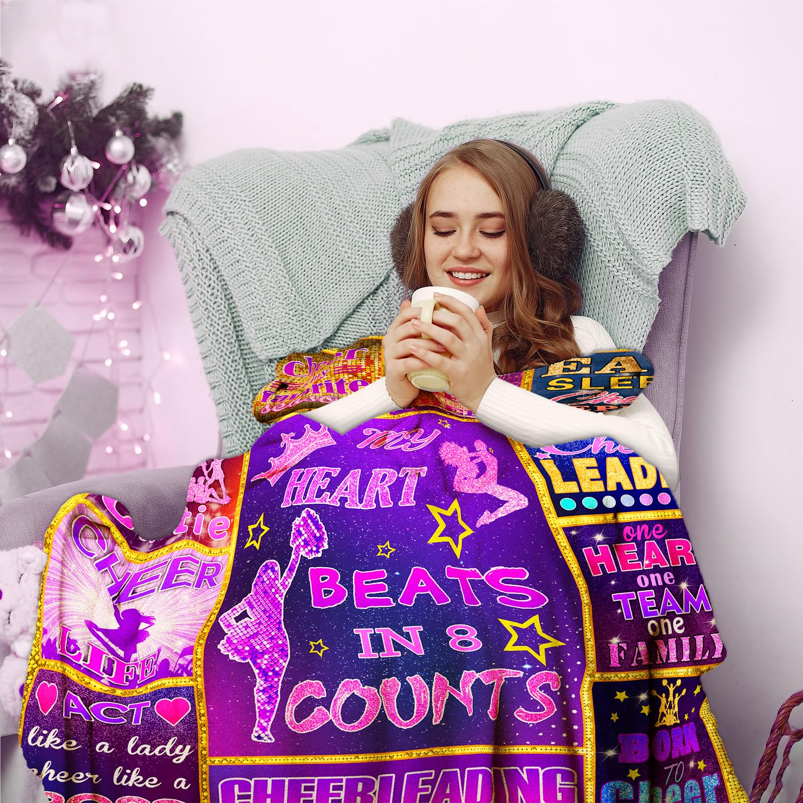 Cheerleader Gifts Bulk - 60x50 Inch Soft Cheerleading Blanket for Team, Coach & Girls - Perfect for Games, Competitions & Team Spirit Gifts