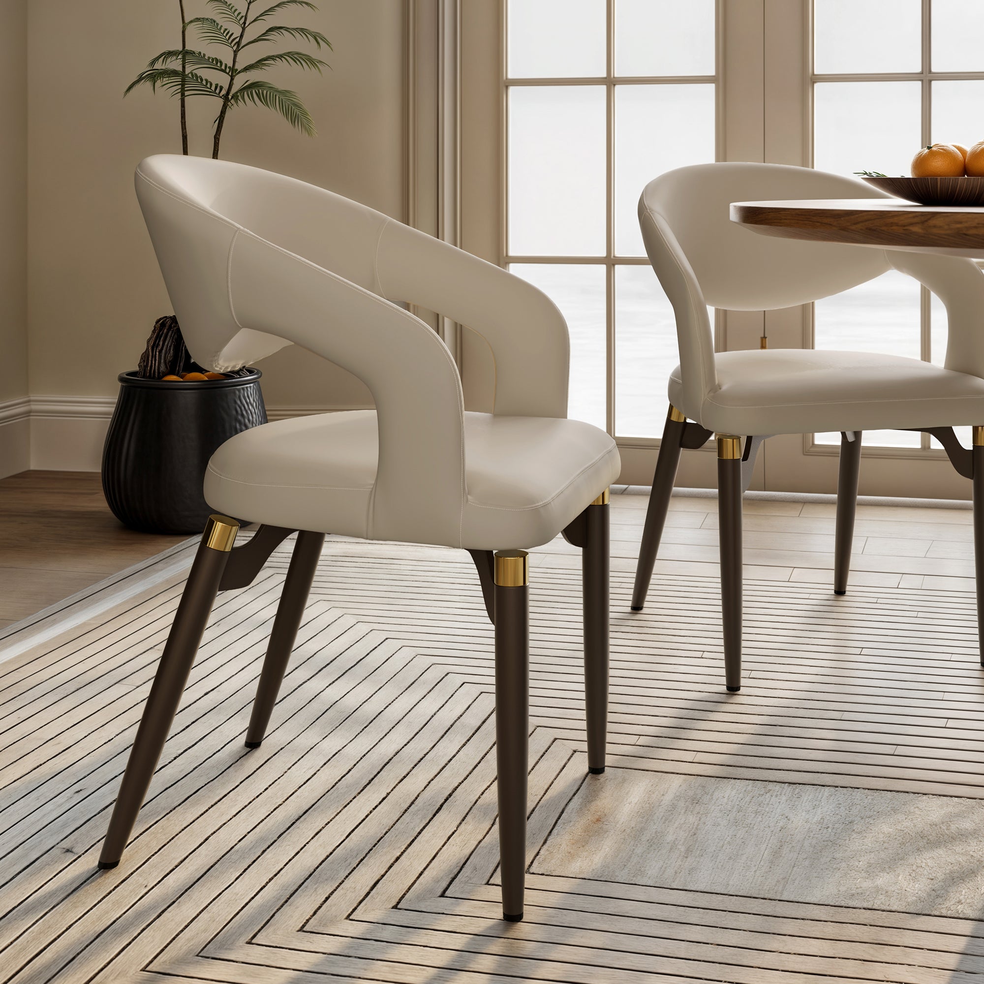 Luxury Chantilly Leather Dining Chairs Set of 2 - Modern Upholstered Side Chairs for Dining Room, Kitchen, and Office - Elegant Home Decor Furniture