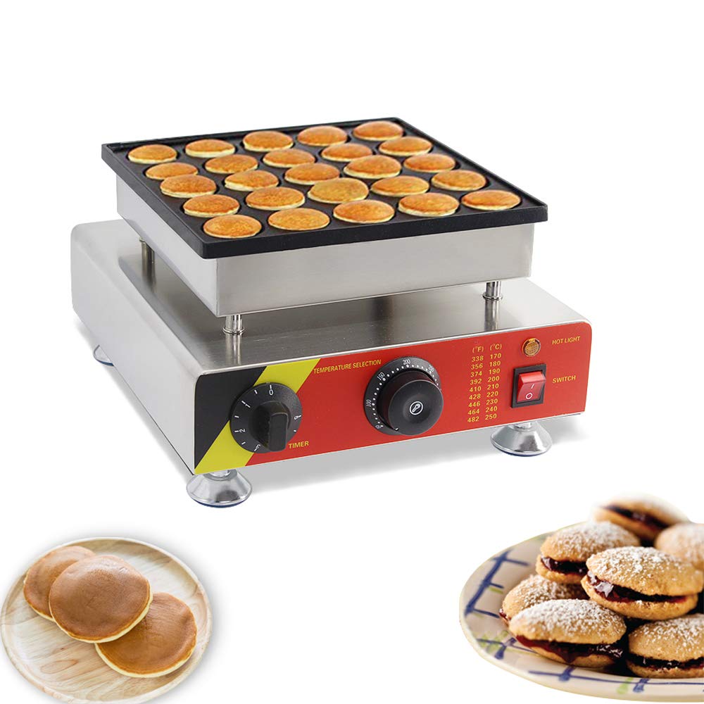 JIAWANSHUN 25Pcs Electric Dorayaki Pancake Maker Machine - Mini Dutch Pancake & Muffin Maker 110V for Home, Breakfast, Snacks, and Party Cooking