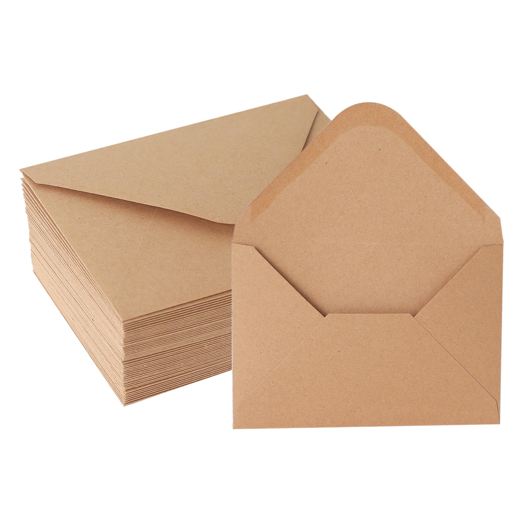 V-Flap Kraft Paper Envelopes 4x6 Inches (50 Pack) - A4 Size, Brown Card Envelopes for Invitations, Postcards & Greeting Cards - Eco-Friendly Water-Based Adhesive & Gummed Flap - Perfect for Wedding Invites, Business Mail & DIY Craft Projects