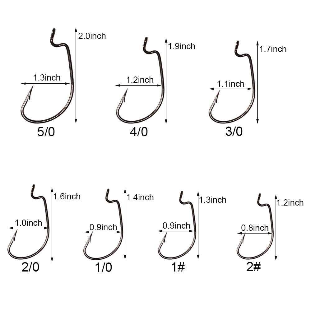 30-Pack Offset Worm Fishing Hooks - Black & Red Sharp Hooks for Bass, Trout, and Freshwater Fishing - Ideal for Texas Rig, Carolina Rig, and Drop Shot Techniques