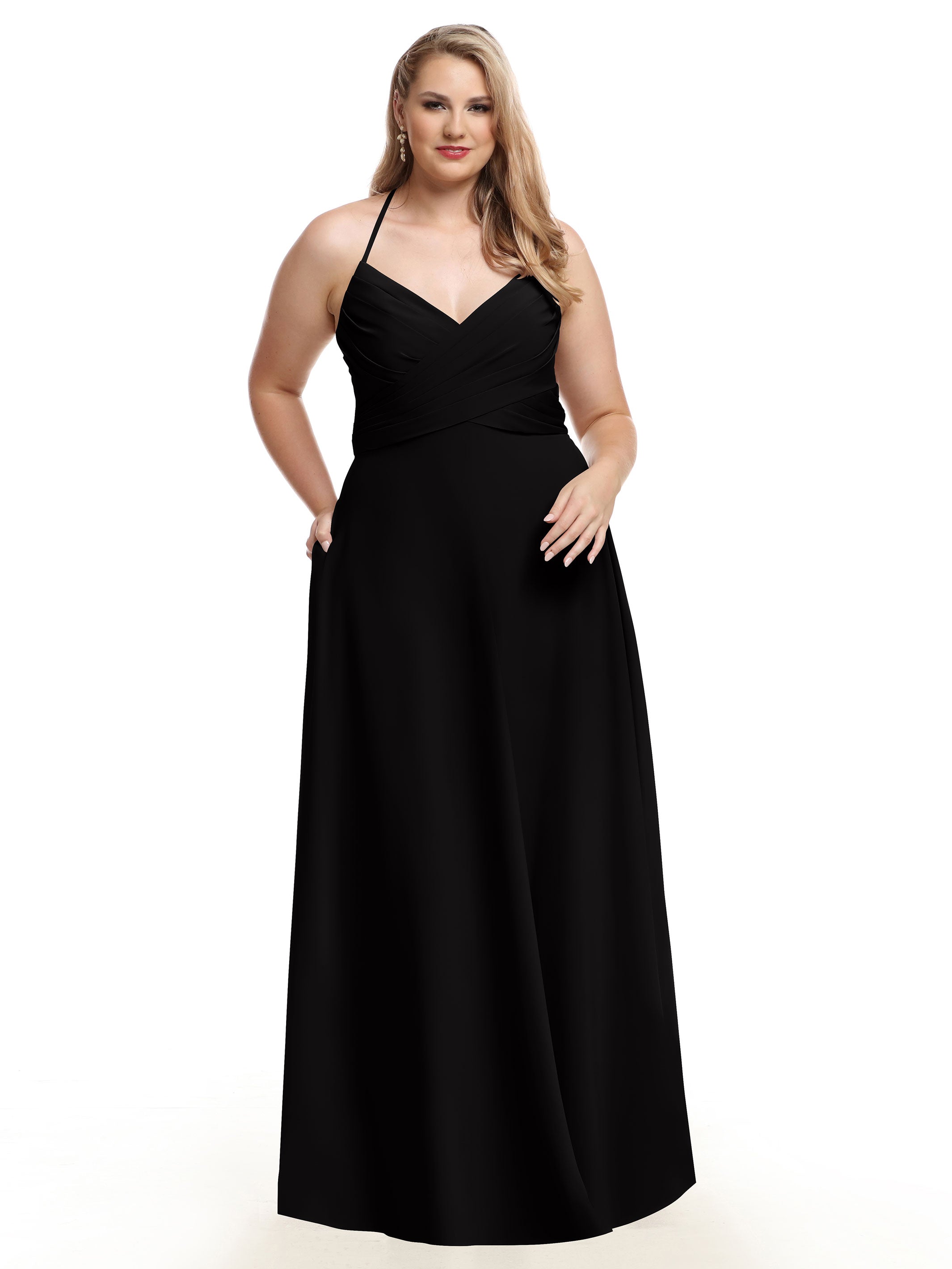 Elegant V-Neck Pleated Stretch Chiffon A-Line Bridesmaid Dress 80101 - Perfect for Weddings, Formal Events & Special Occasions