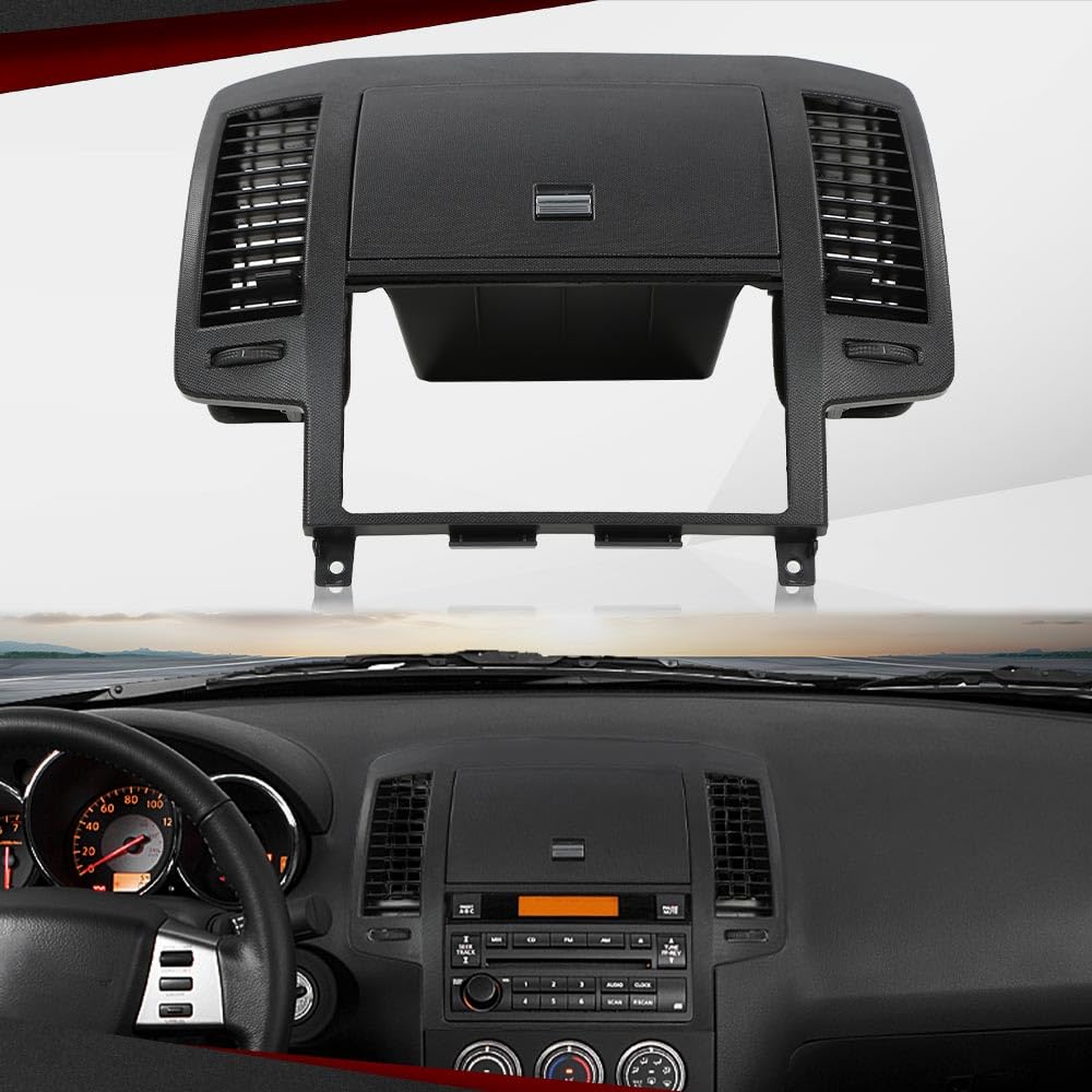 Black Center Dash Radio Bezel Storage Cubby Vents Compatible with Nissan Altima 2005-2006 - Perfect for Car Organizer & Phone Holder in Vehicle Interior Upgrade