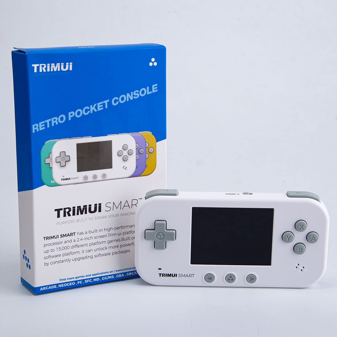TRIMUI Smart Retro Game Console - Portable Handheld Gaming Device with 6575 Built-in Games, Linux System, 2.4-Inch Screen (White) - Perfect for Travel, Commuting & Nostalgic Gaming