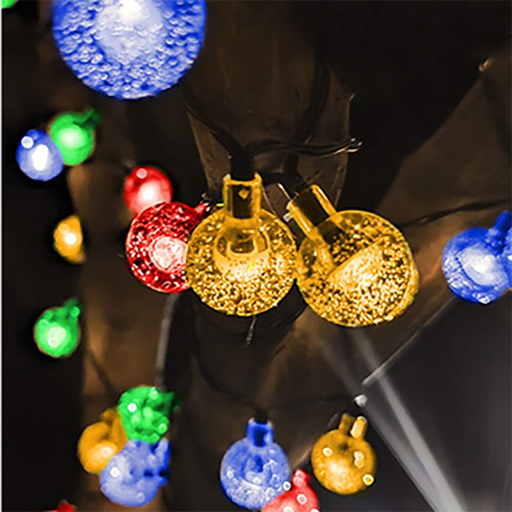 50 LED Solar String Lights Outdoor 32ft Waterproof - 8 Lighting Modes Crystal Globe Fairy Lights for Garden, Yard, Porch, Wedding & Party Decor - Multi-Color Weatherproof Solar Powered Lights for Patio, Backyard, Landscape and Special Events