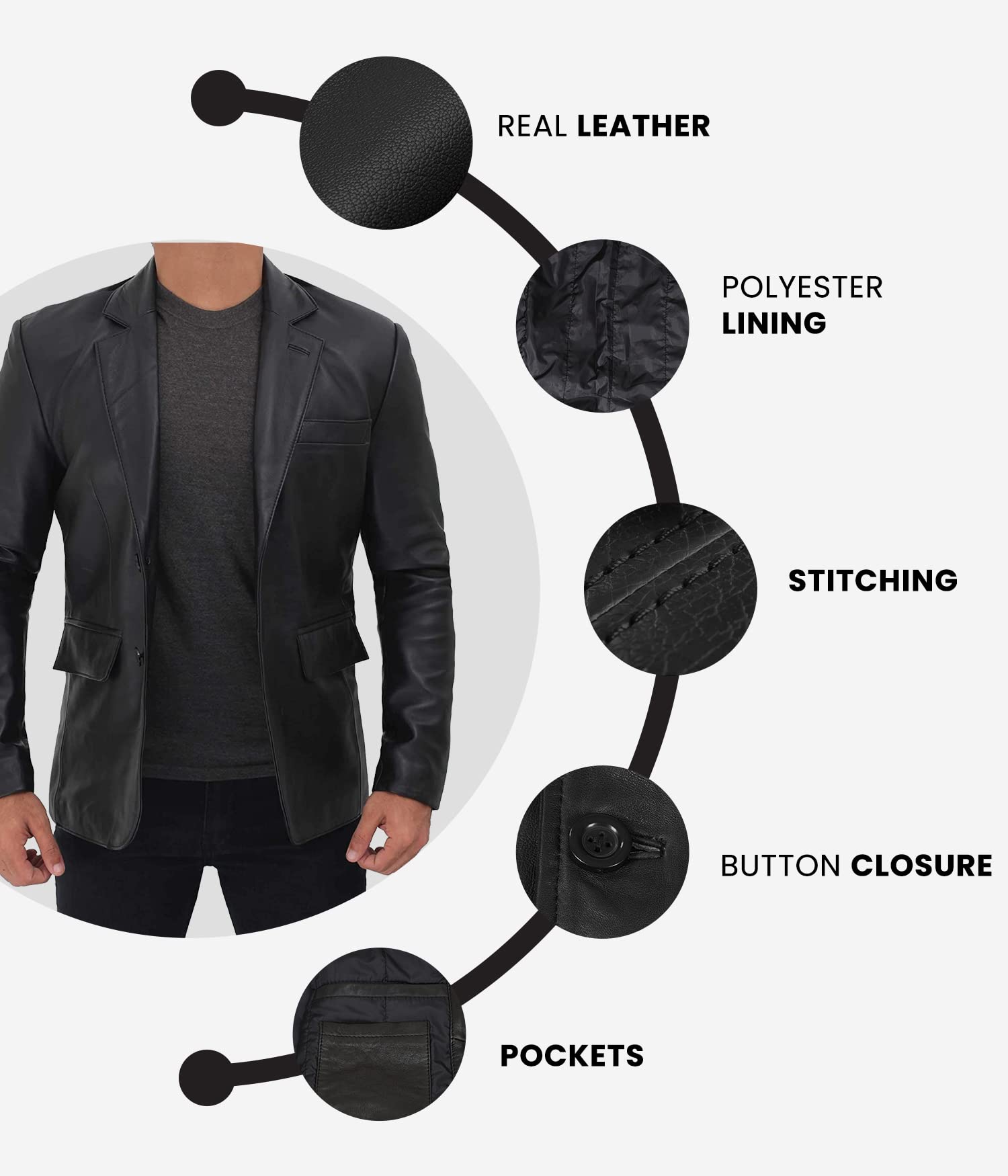 Decrum Genuine Lambskin Leather Blazer for Men - Premium Brown & Black Leather Jacket | Formal & Casual Wear for Business, Office & Night Out
