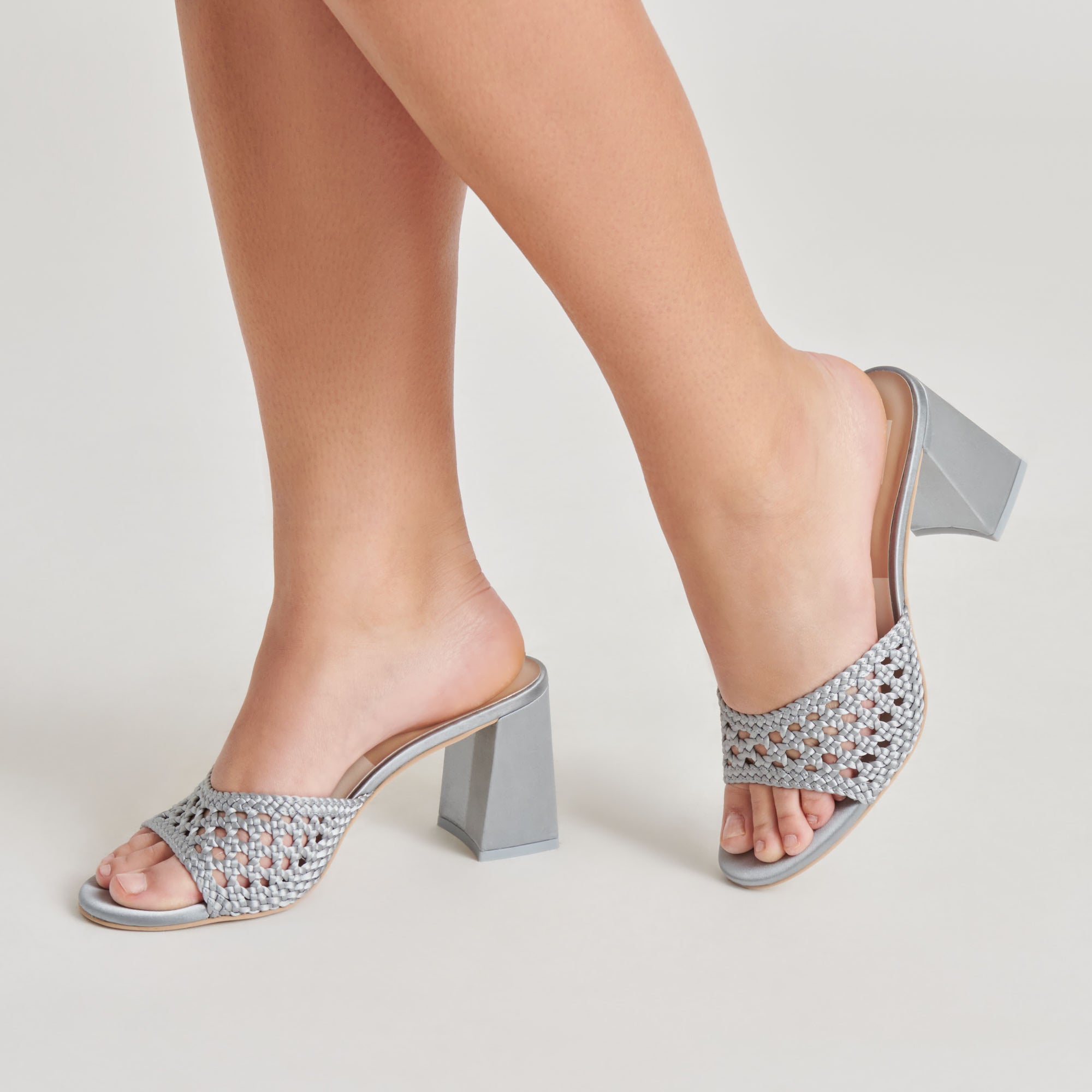 MARGOE Women's Light Blue Woven Satin High Heels - Elegant Dress Shoes for Parties, Weddings & Special Occasions
