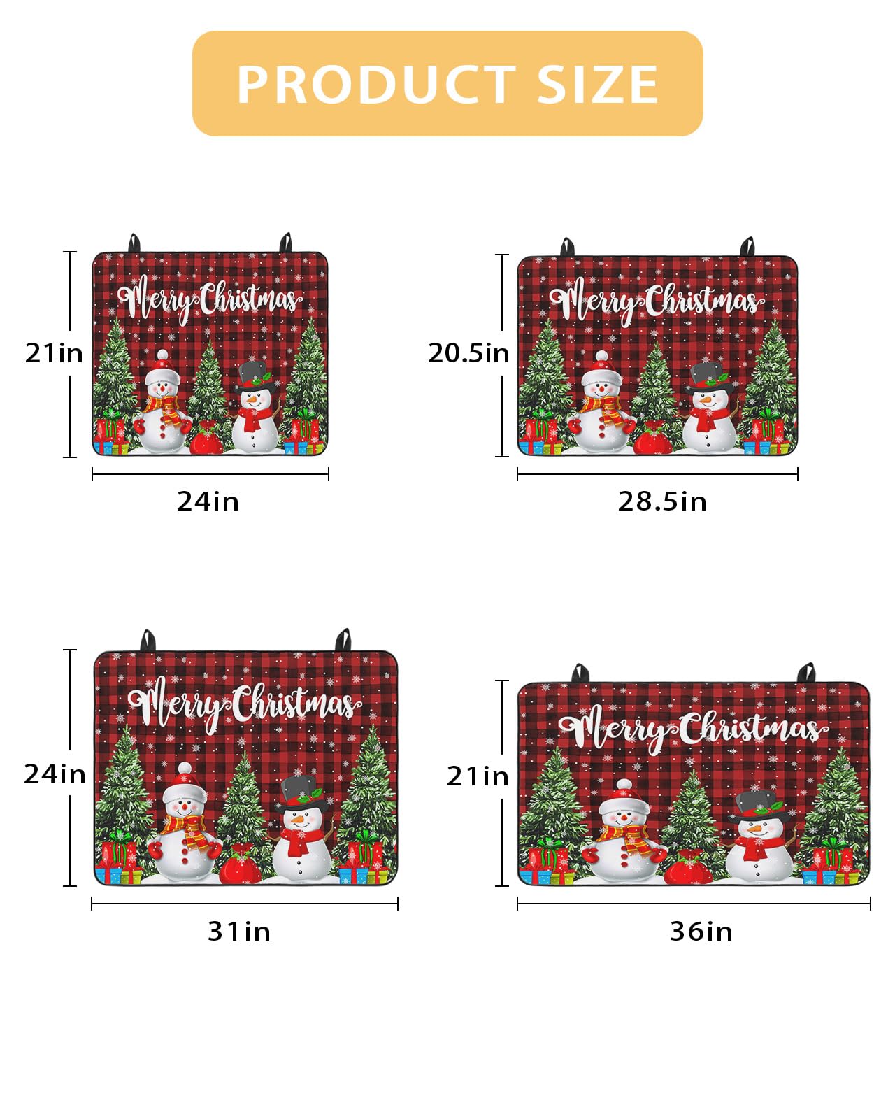 Electric Stove Cover - Heat Resistant Rubber Mat with Christmas Snowman & Xmas Tree Design, Buffalo Plaid Red Black Foldable Cooktop Protector for Glass Top Stoves, 28.5