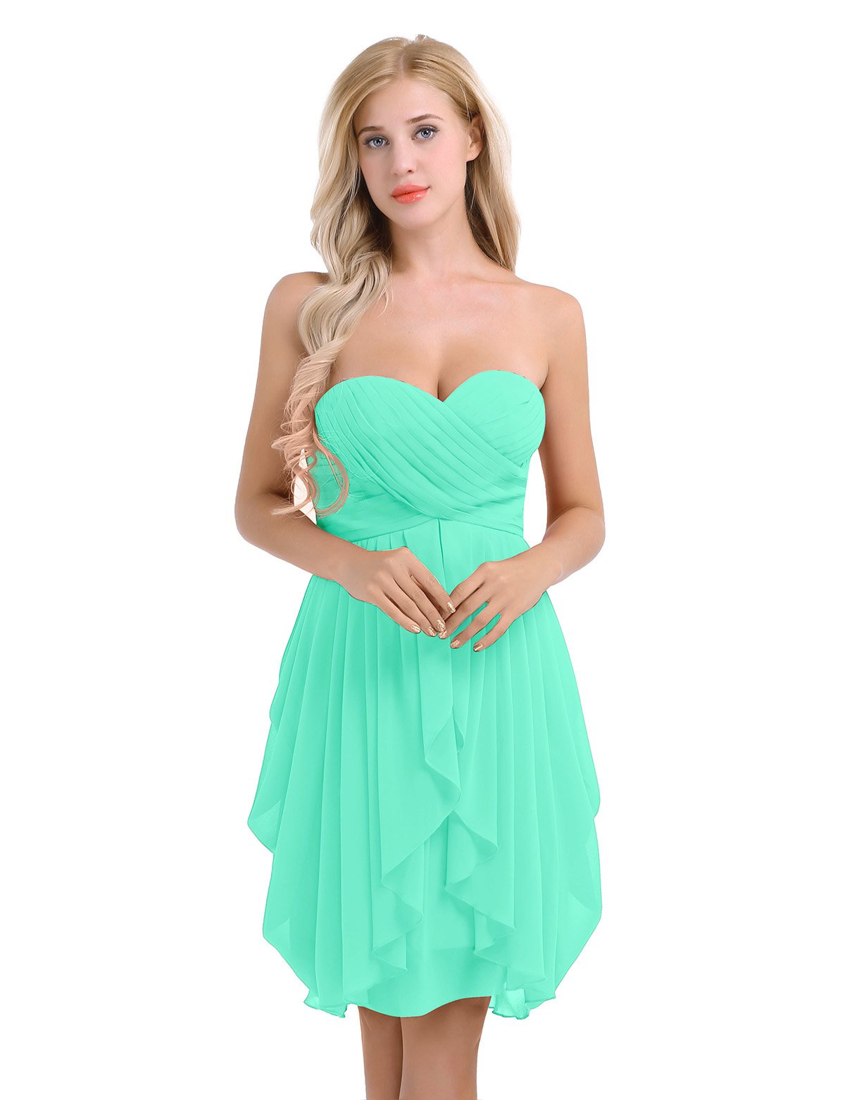 FEESHOW Junior's Party Chiffon Dresses - Strapless Sweetheart Neckline with Lace Up Back, Prom & Homecoming Dresses for Teens - Perfect for Formal Dances, Weddings & Special Occasions